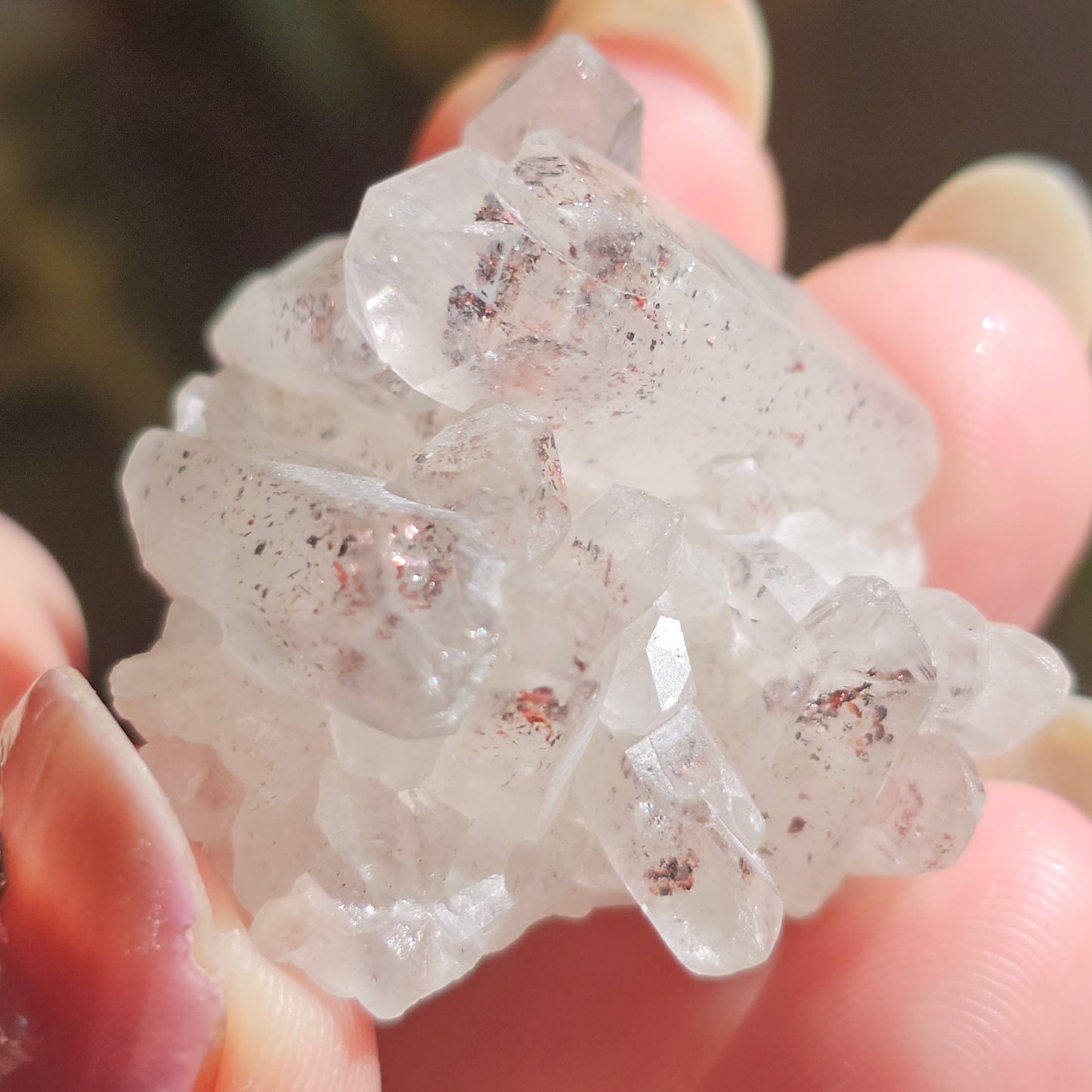 Harlequin Quartz, 16g Hematite Phantom Quartz, 'Discover Fire' Crystal Cluster, Red Glitter Inclusions, Rare Small Find, Oyo State, Nigeria