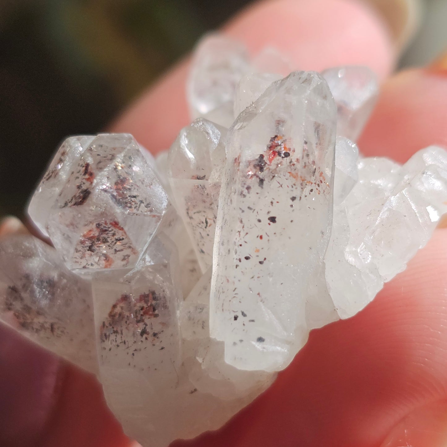 Harlequin Quartz, 16g Hematite Phantom Quartz, 'Discover Fire' Crystal Cluster, Red Glitter Inclusions, Rare Small Find, Oyo State, Nigeria