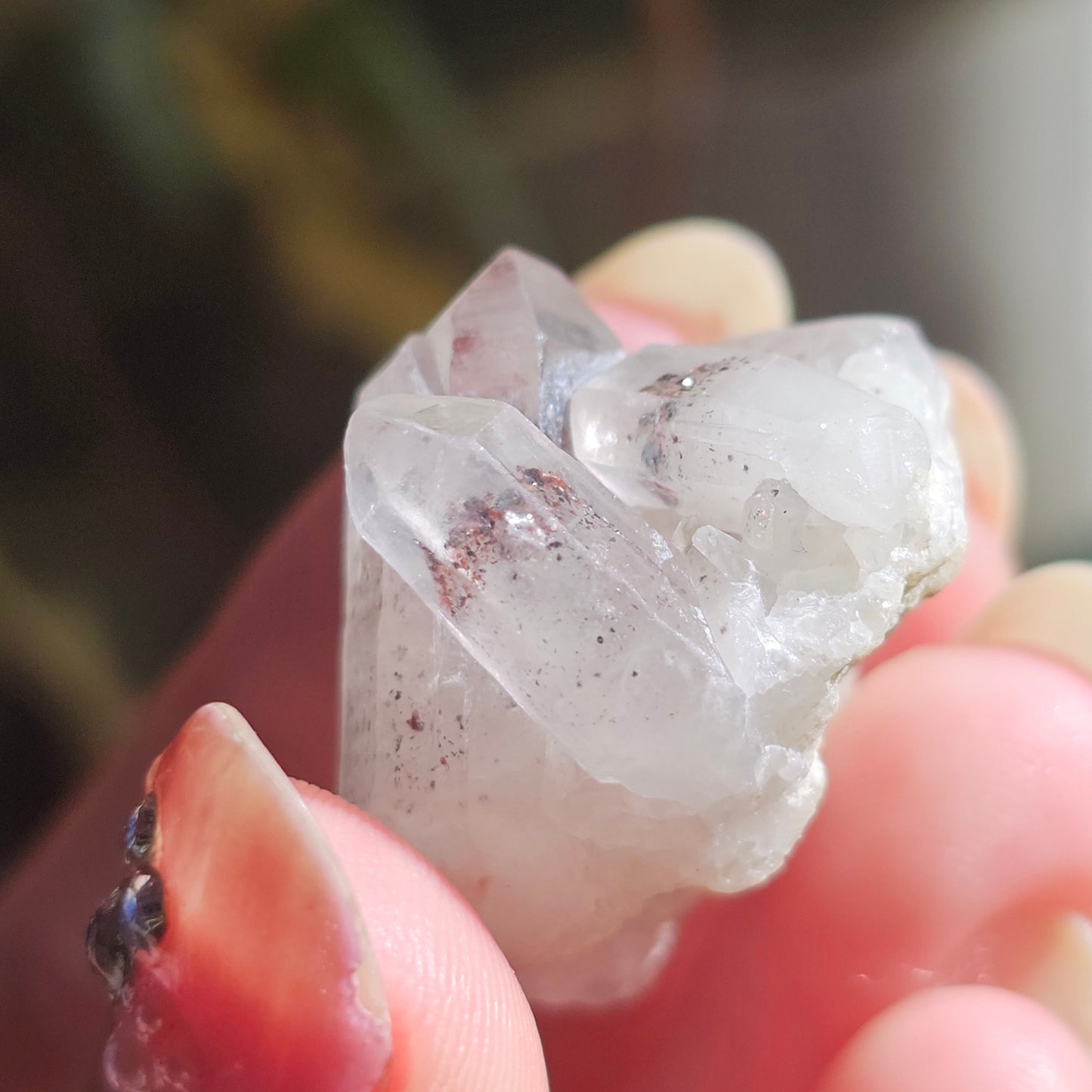 Harlequin Quartz, 16g Hematite Phantom Quartz, 'Discover Fire' Crystal Cluster, Red Glitter Inclusions, Rare Small Find, Oyo State, Nigeria