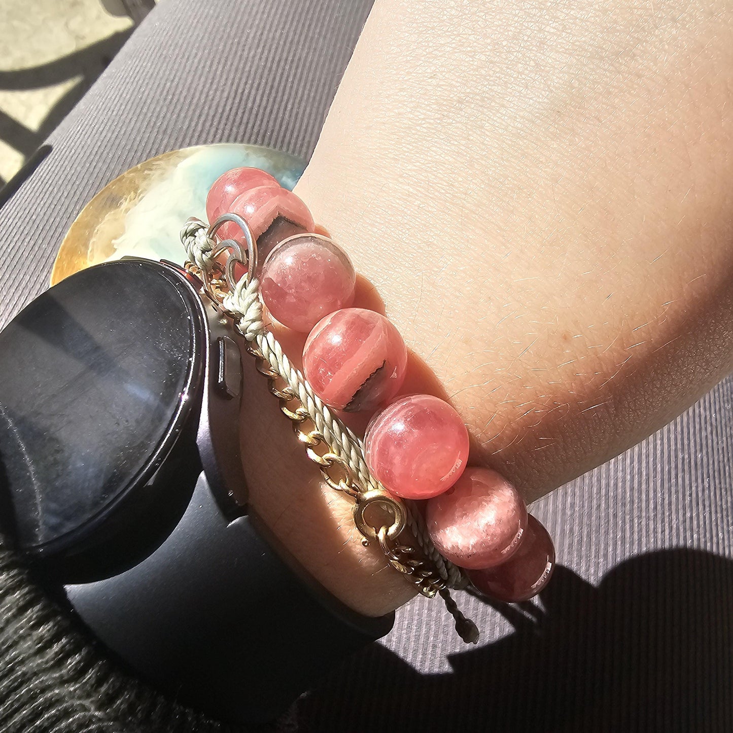 Rhodochrosite Bracelet, 12mm HQ High Grade, Gemmy Rhodo, Argentina, Large Beads, 57g Medium Size, Collectors Choice Crystal Gemstone Jewelry