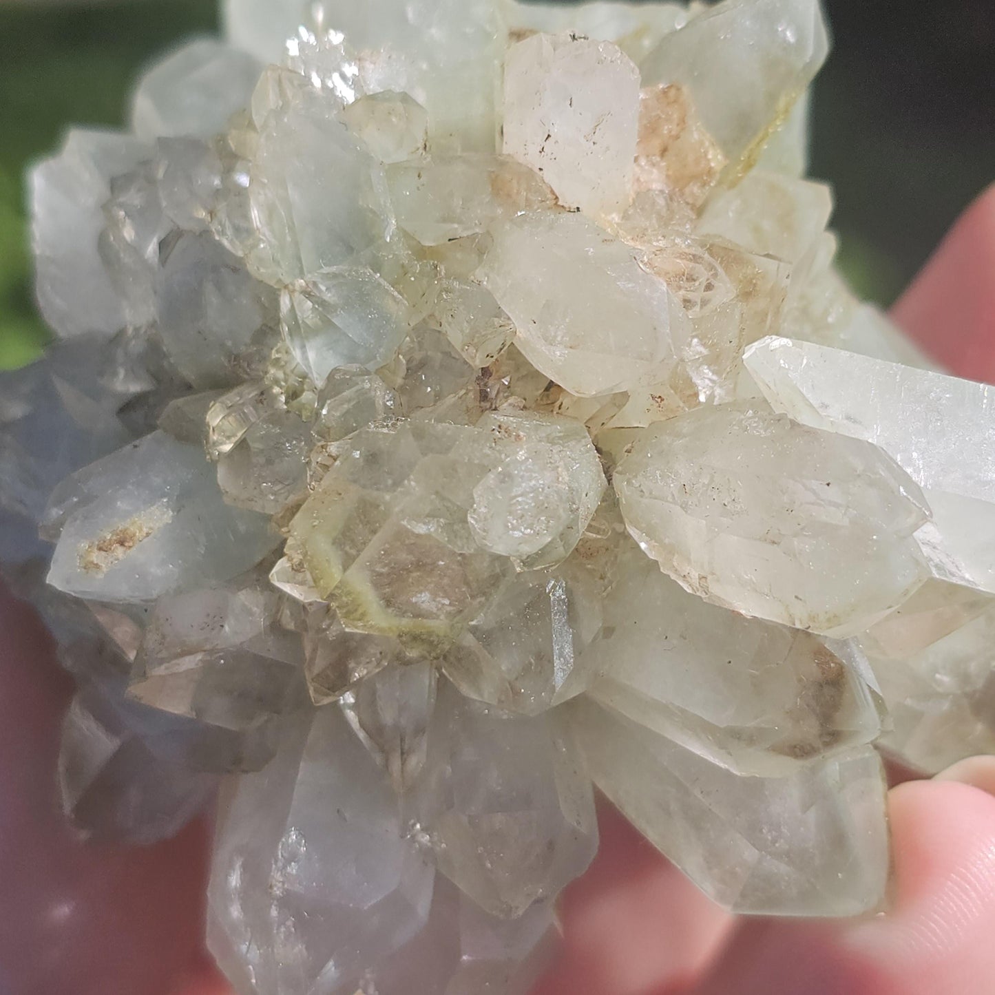 Epidote & Minty Blue Phantom Quartz ~ Very Rare Radial, Flowering Formation