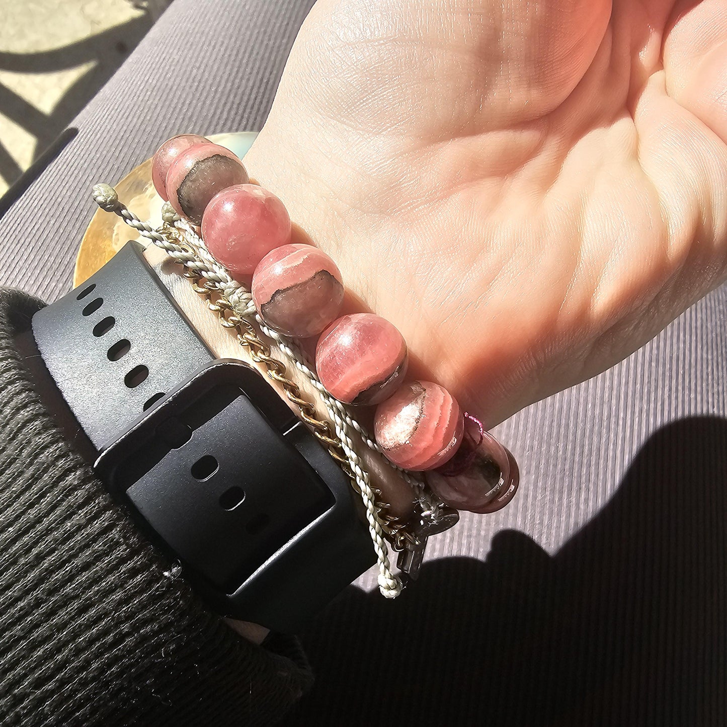 Rhodochrosite Bracelet, 12mm HQ High Grade, Gemmy Rhodo, Argentina, Large Beads, 57g Medium Size, Collectors Choice Crystal Gemstone Jewelry