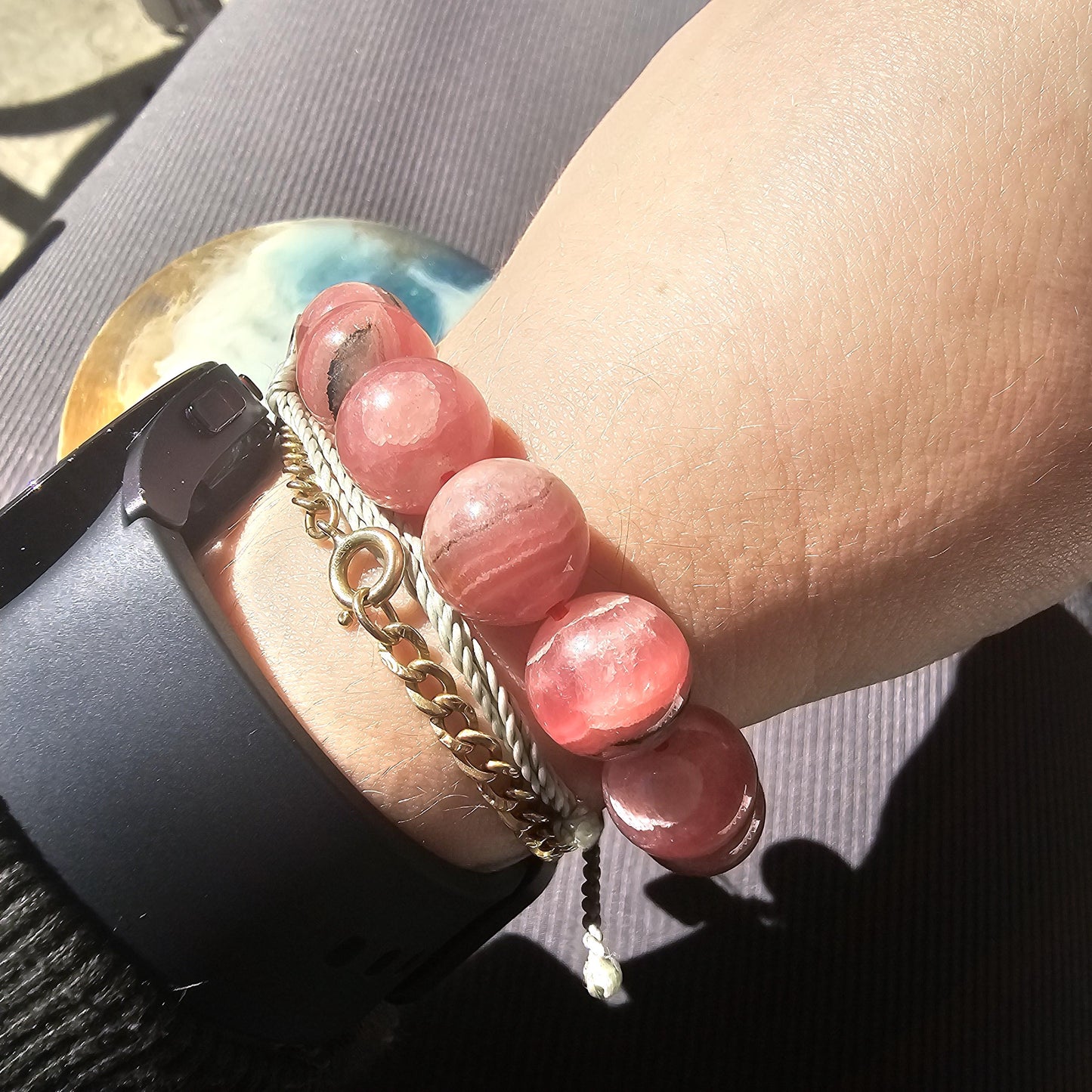 Rhodochrosite Bracelet, 12mm HQ High Grade, Gemmy Rhodo, Argentina, Large Beads, 57g Medium Size, Collectors Choice Crystal Gemstone Jewelry