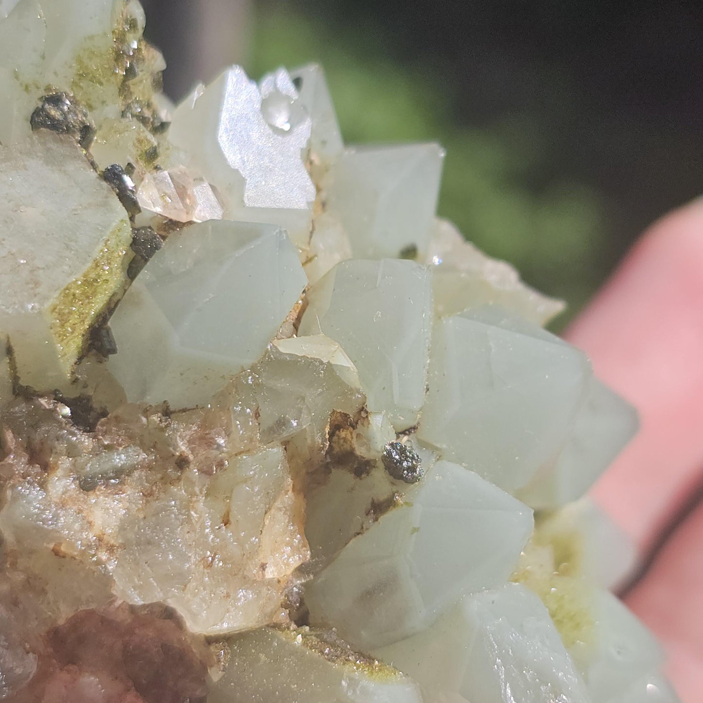 Epidote & Minty Blue Phantom Quartz ~ Very Rare Radial, Flowering Formation