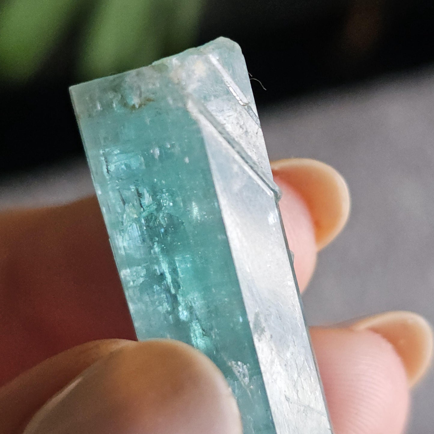 Glowy Teal Beryl, 48ct Neon Blue Green, Double Terminated, from Oyo State Nigeria