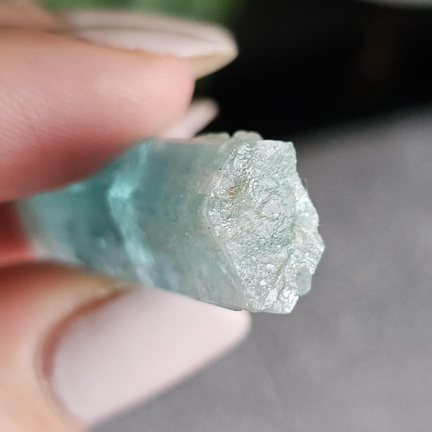Glowy Teal Beryl, 48ct Neon Blue Green, Double Terminated, from Oyo State Nigeria