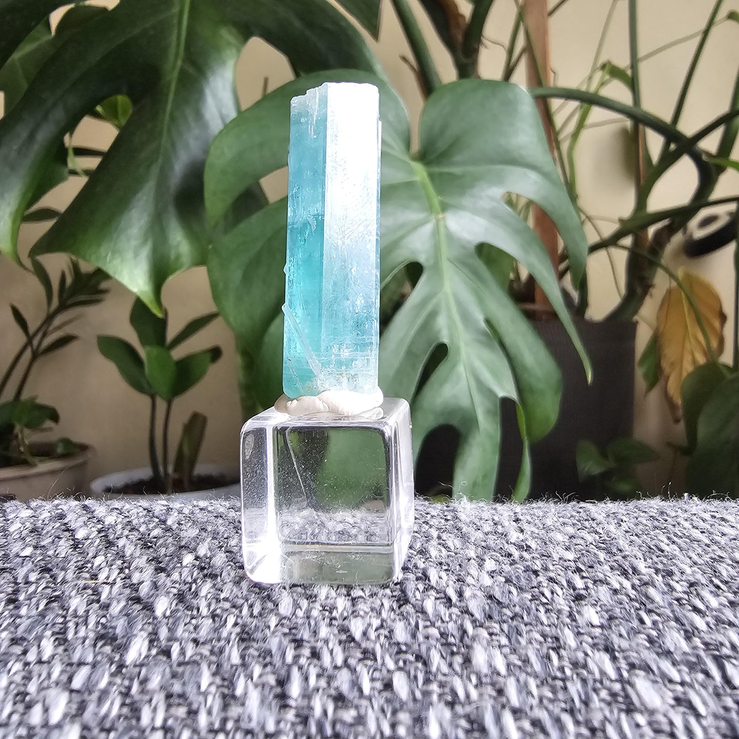 Glowy Teal Beryl, 48ct Neon Blue Green, Double Terminated, from Oyo State Nigeria