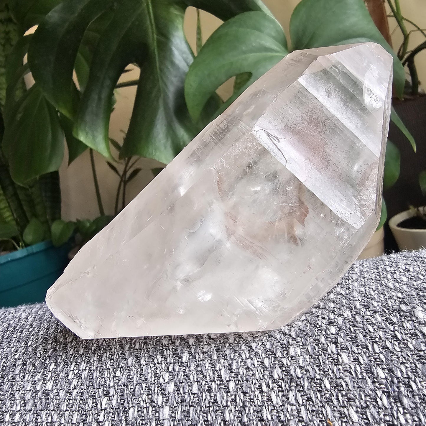 XL Lemurian Quartz, Twinned Double Terminated, Purple Hematite or Lithium on Clear Quartz, Rare Home Decor Crystal, Natural Lemurian, 15cm
