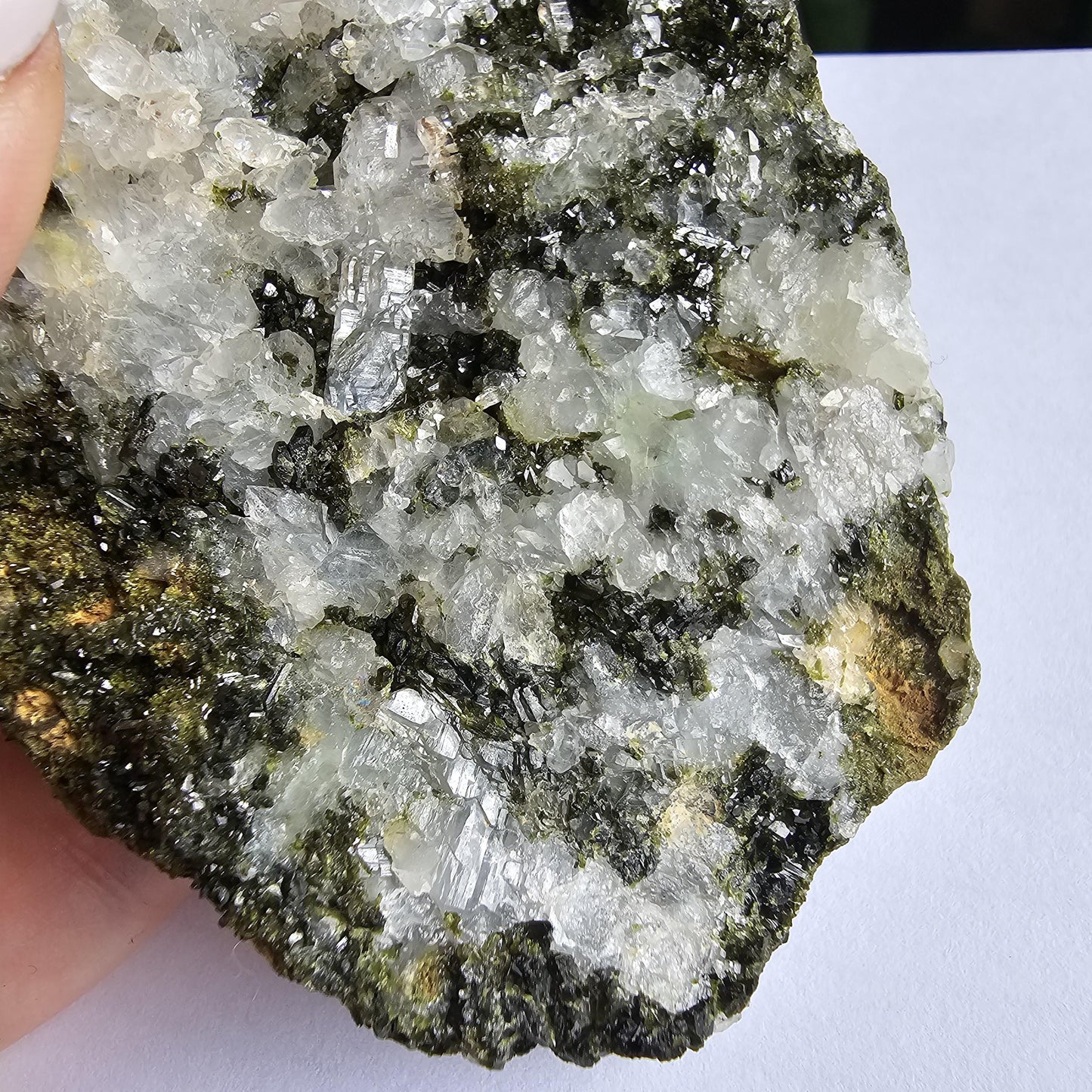 Epidote on Phantom Quartz, Chlorite or Fuschite Included New Find Combo Specimen