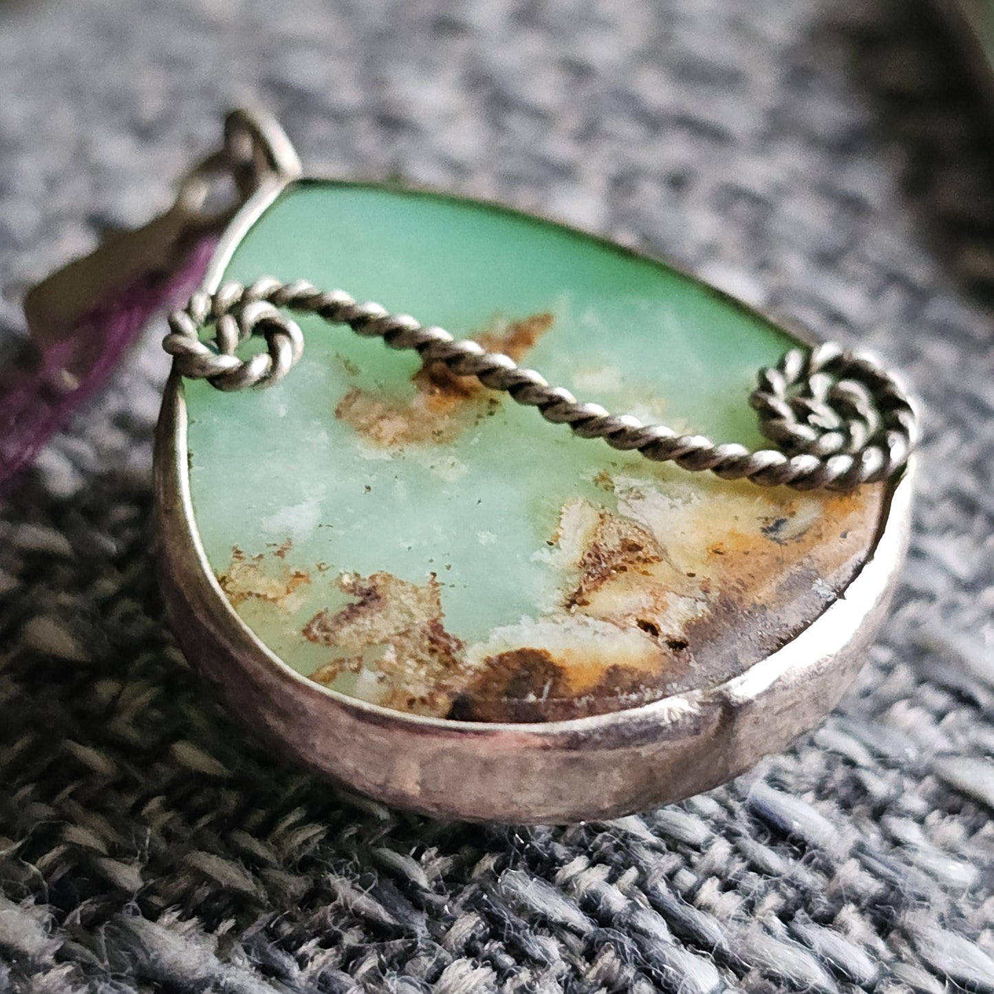 Chrysoprase Pendant, 925 Sterling Silver, OOAK Handmade Gemstone Necklace, Natural Teal Green like Jade, Agate from Australia, US Made Gift