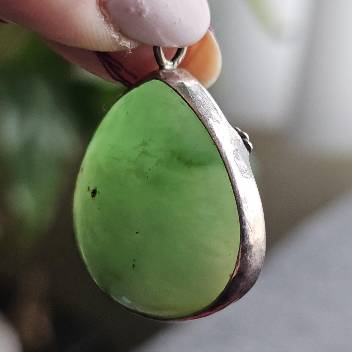 Chrysoprase Pendant, 925 Sterling Silver, OOAK Handmade Gemstone Necklace, Natural Teal Green like Jade, Agate from Australia, US Made Gift