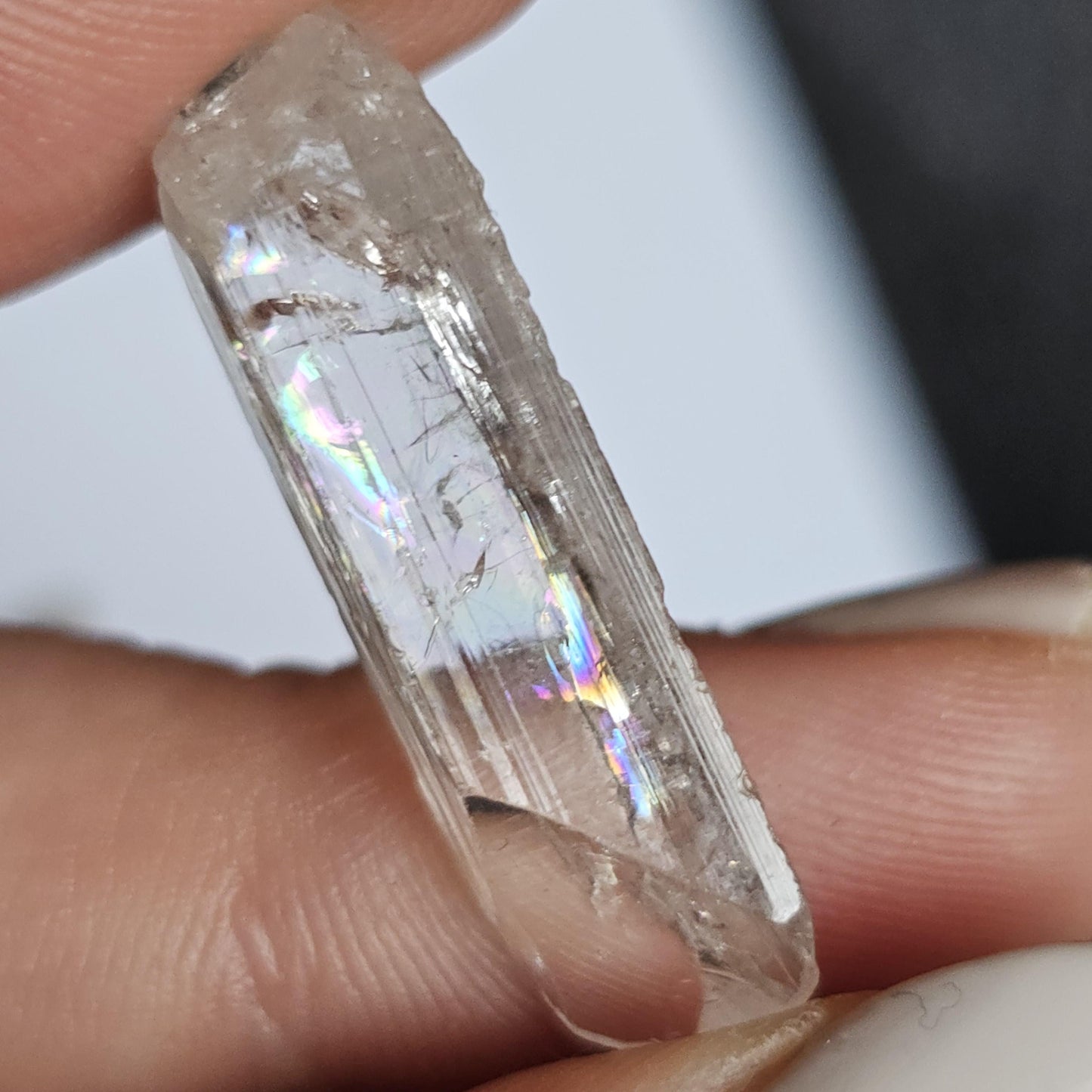 Gemmy Danburite Lot, Clear Terminated, Gem Grade, Rainbow Inclusions, Set of 3 Jewelry Grade, Pendant Sized Crystals, Durango Mexico