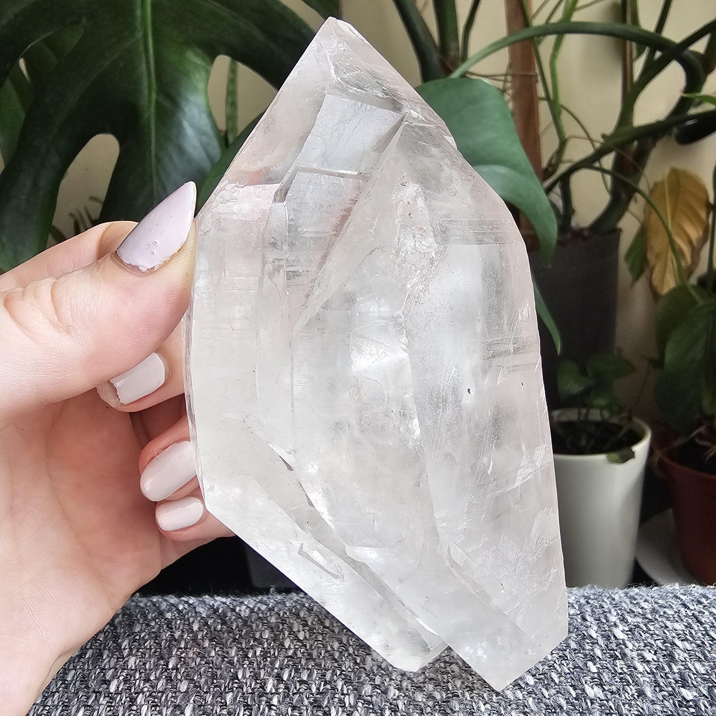 XL Lemurian Quartz, Twinned Double Terminated, Purple Hematite or Lithium on Clear Quartz, Rare Home Decor Crystal, Natural Lemurian, 15cm