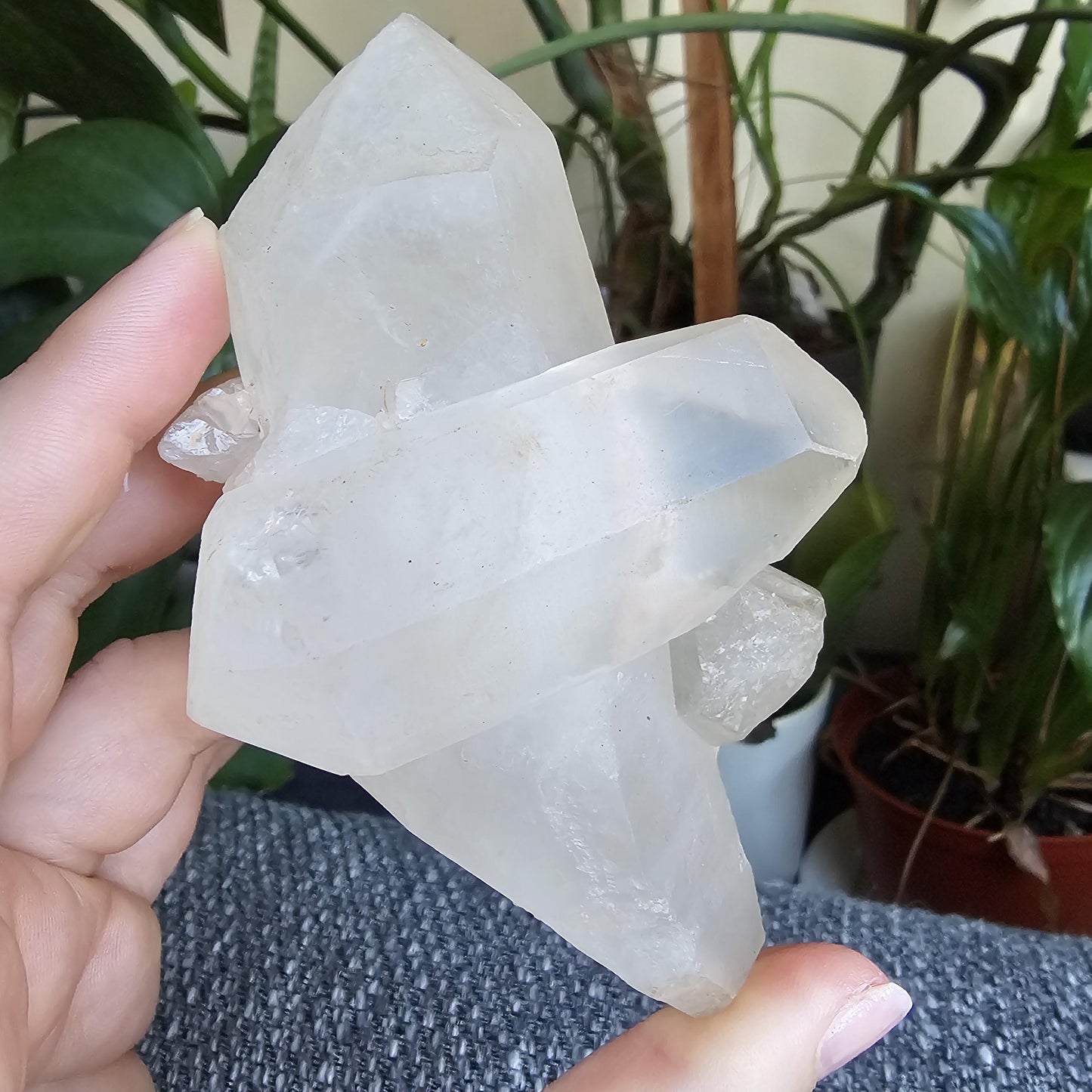 Triplet Lemurian Quartz Crystal Cluster ~ 3 Double Terminated Points in 1!