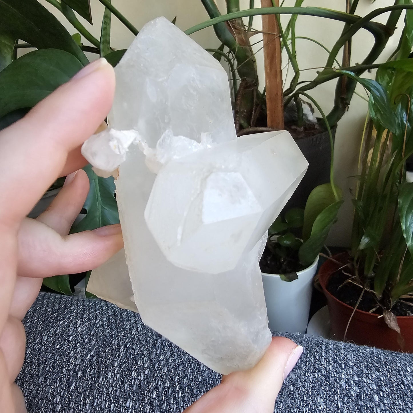 Triplet Lemurian Quartz Crystal Cluster ~ 3 Double Terminated Points in 1!