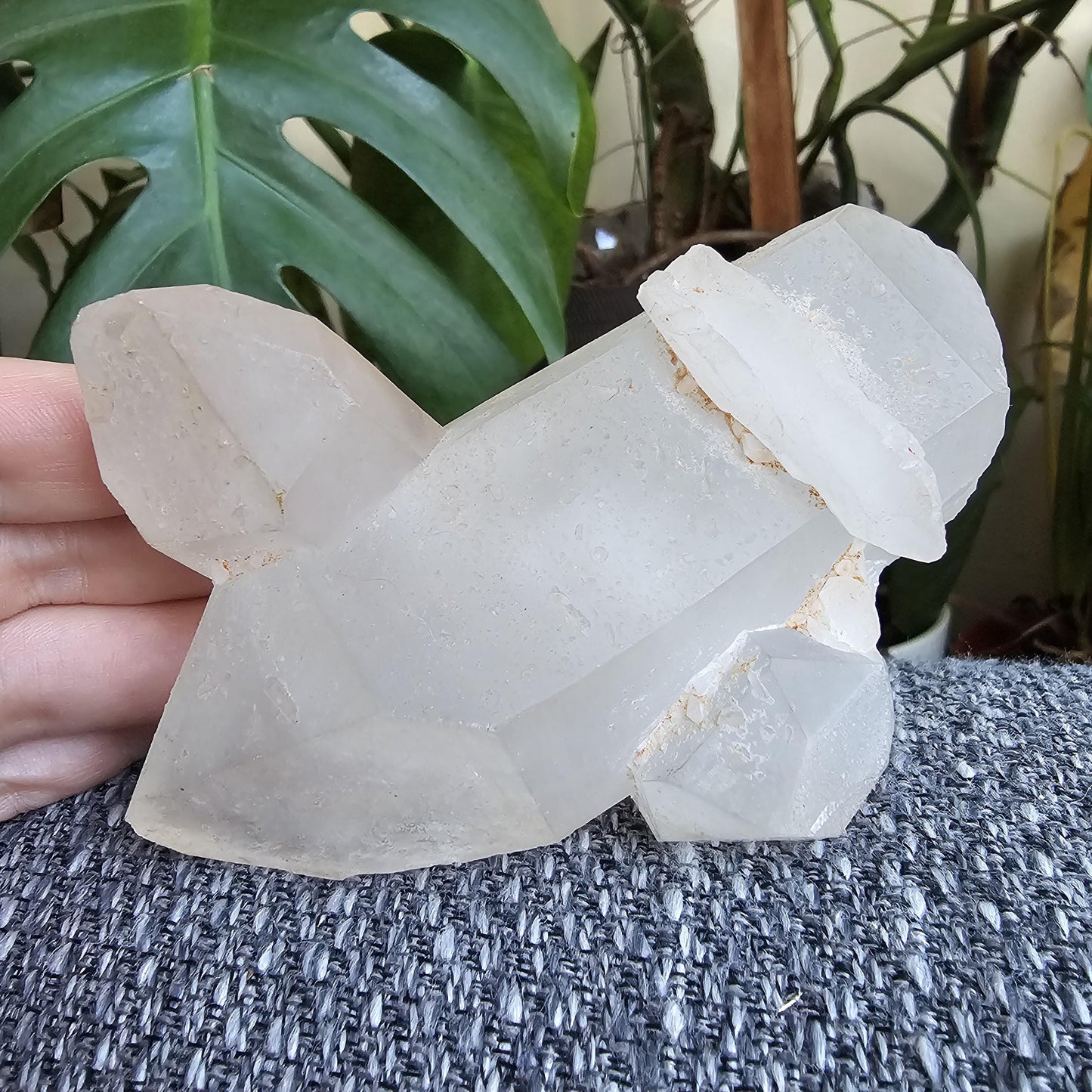Triplet Lemurian Quartz Crystal Cluster ~ 3 Double Terminated Points in 1!