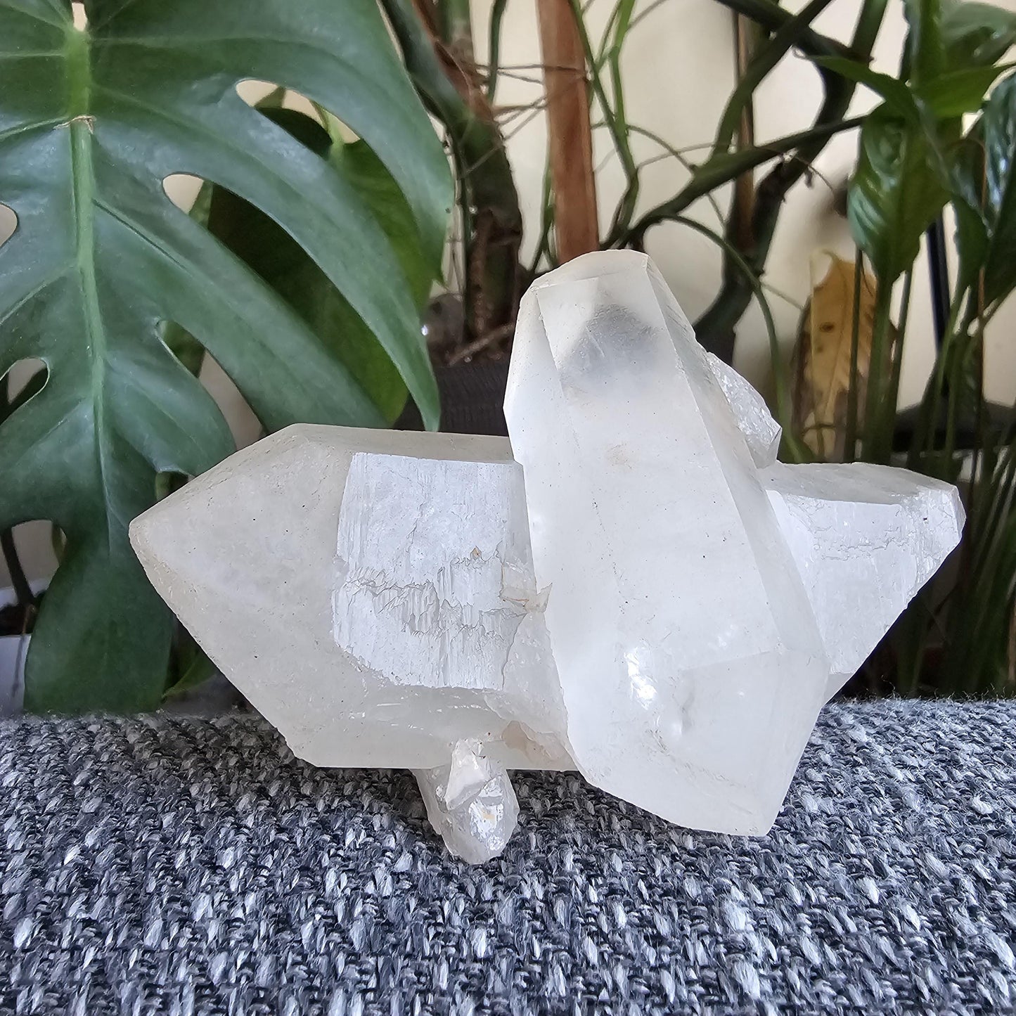 Triplet Lemurian Quartz Crystal Cluster ~ 3 Double Terminated Points in 1!