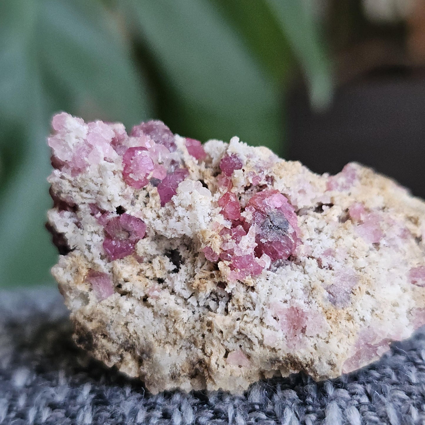 Raspberry Garnets on Matrix, High Quality, Raw Rare, Terminated Hot Pink Natural Crystals on White Matrix, Ruby Color, Old Stock, Mexico