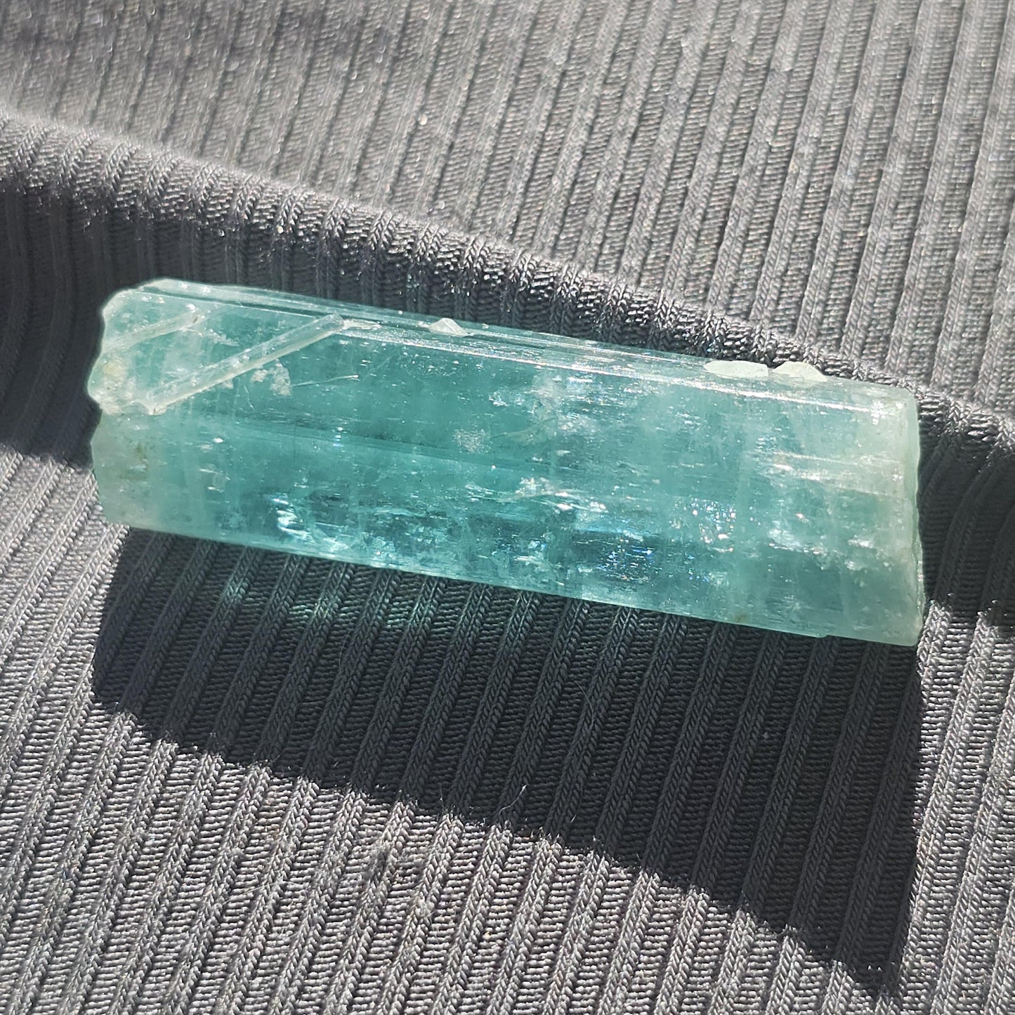 Glowy Teal Beryl, 48ct Neon Blue Green, Double Terminated, from Oyo State Nigeria