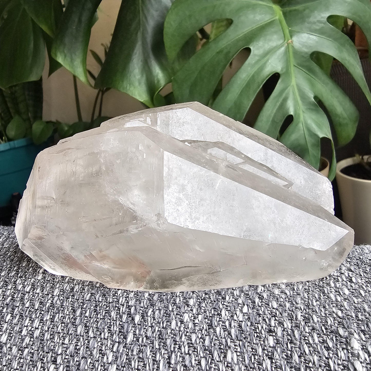 XL Lemurian Quartz, Twinned Double Terminated, Purple Hematite or Lithium on Clear Quartz, Rare Home Decor Crystal, Natural Lemurian, 15cm