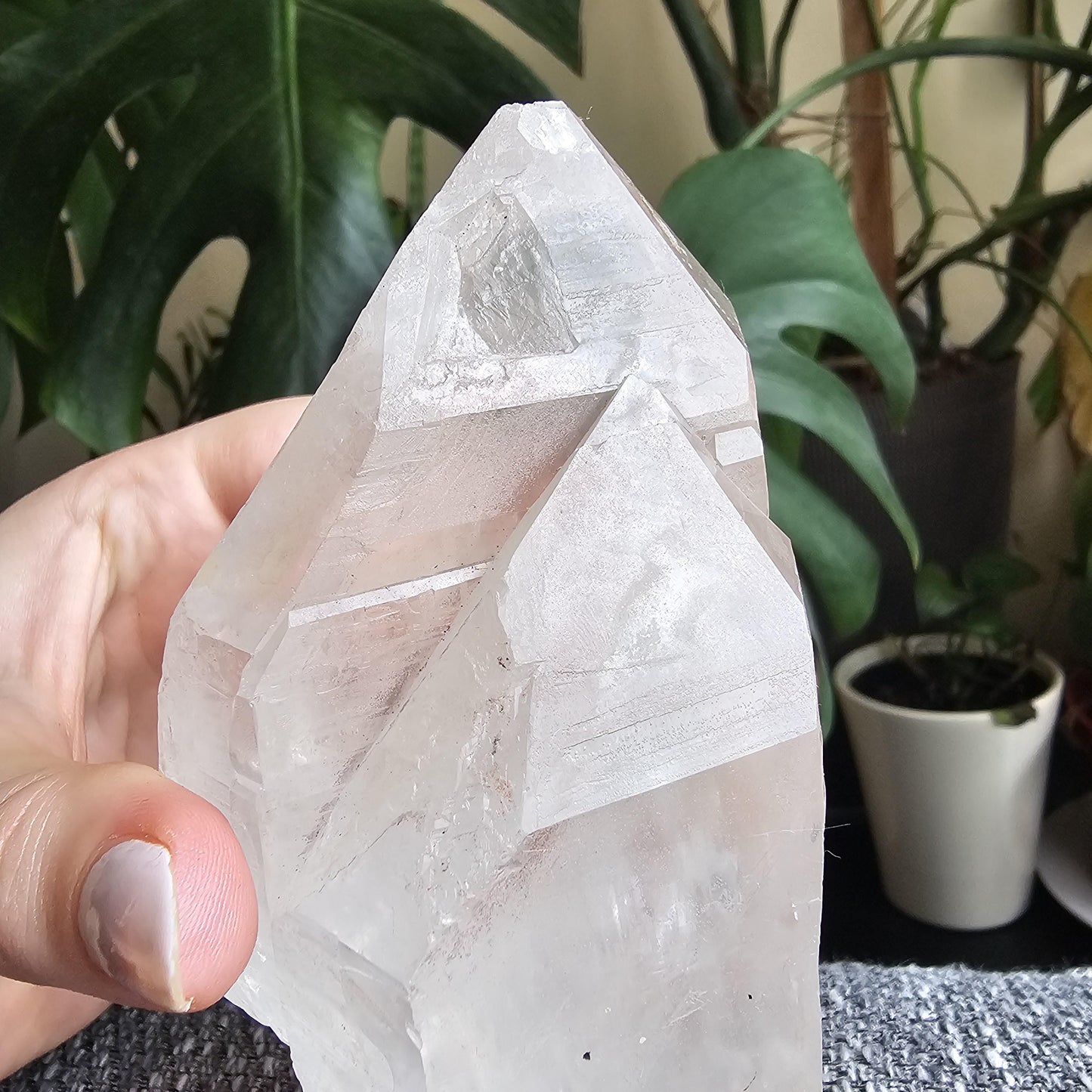 XL Lemurian Quartz, Twinned Double Terminated, Purple Hematite or Lithium on Clear Quartz, Rare Home Decor Crystal, Natural Lemurian, 15cm