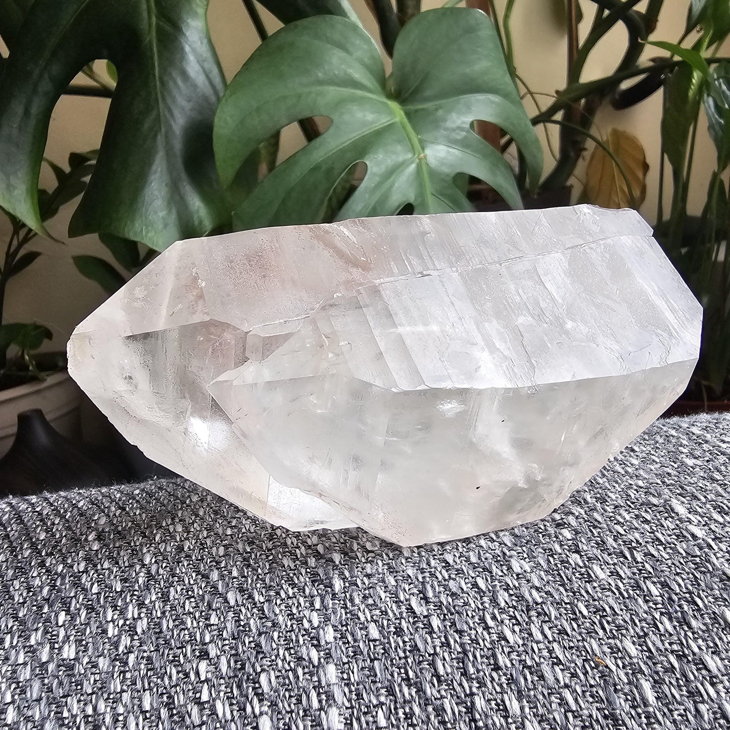 XL Lemurian Quartz, Twinned Double Terminated, Purple Hematite or Lithium on Clear Quartz, Rare Home Decor Crystal, Natural Lemurian, 15cm