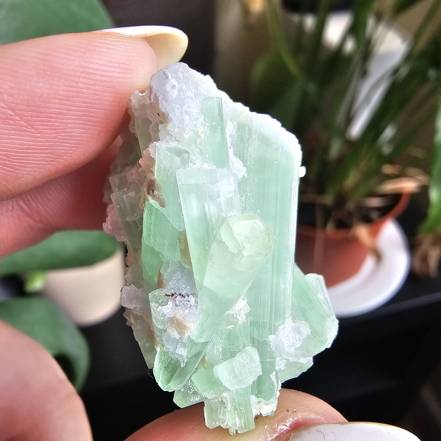 20g Seafoam Tourmaline Crystal Cluster, Lavender Purple Lepidolite Sparkles, Rare Raw Gemmy Mineral Specimen for Collection, HQ Gem, Laghman