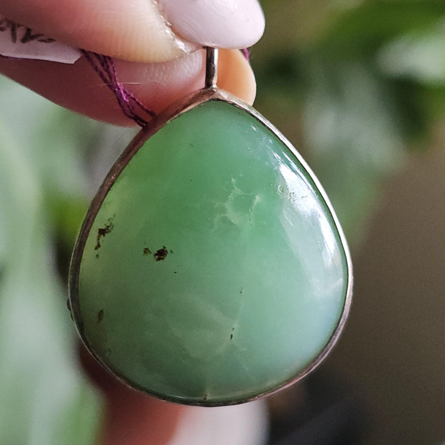 Chrysoprase Pendant, 925 Sterling Silver, OOAK Handmade Gemstone Necklace, Natural Teal Green like Jade, Agate from Australia, US Made Gift