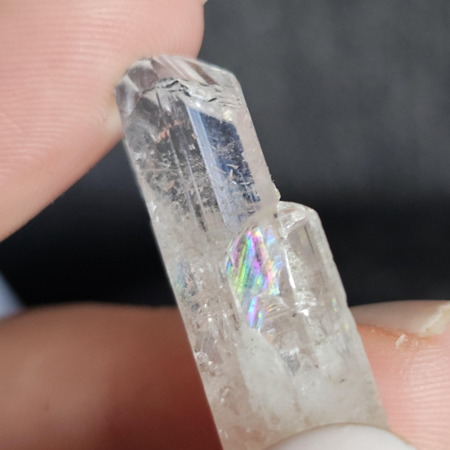 Gemmy Danburite Lot, Clear Terminated, Gem Grade, Rainbow Inclusions, Set of 3 Jewelry Grade, Pendant Sized Crystals, Durango Mexico