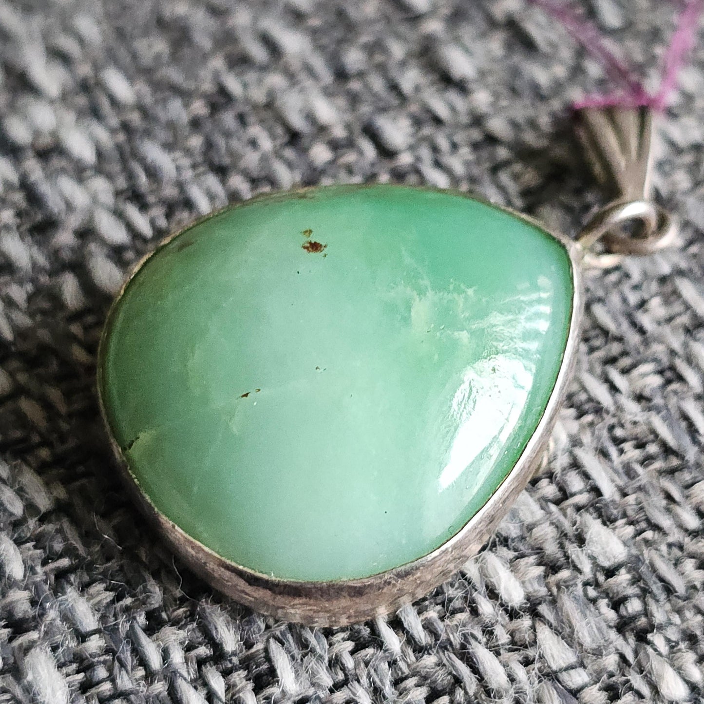 Chrysoprase Pendant, 925 Sterling Silver, OOAK Handmade Gemstone Necklace, Natural Teal Green like Jade, Agate from Australia, US Made Gift