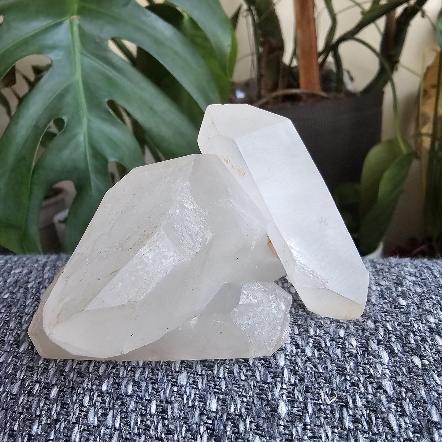 Triplet Lemurian Quartz Crystal Cluster ~ 3 Double Terminated Points in 1!
