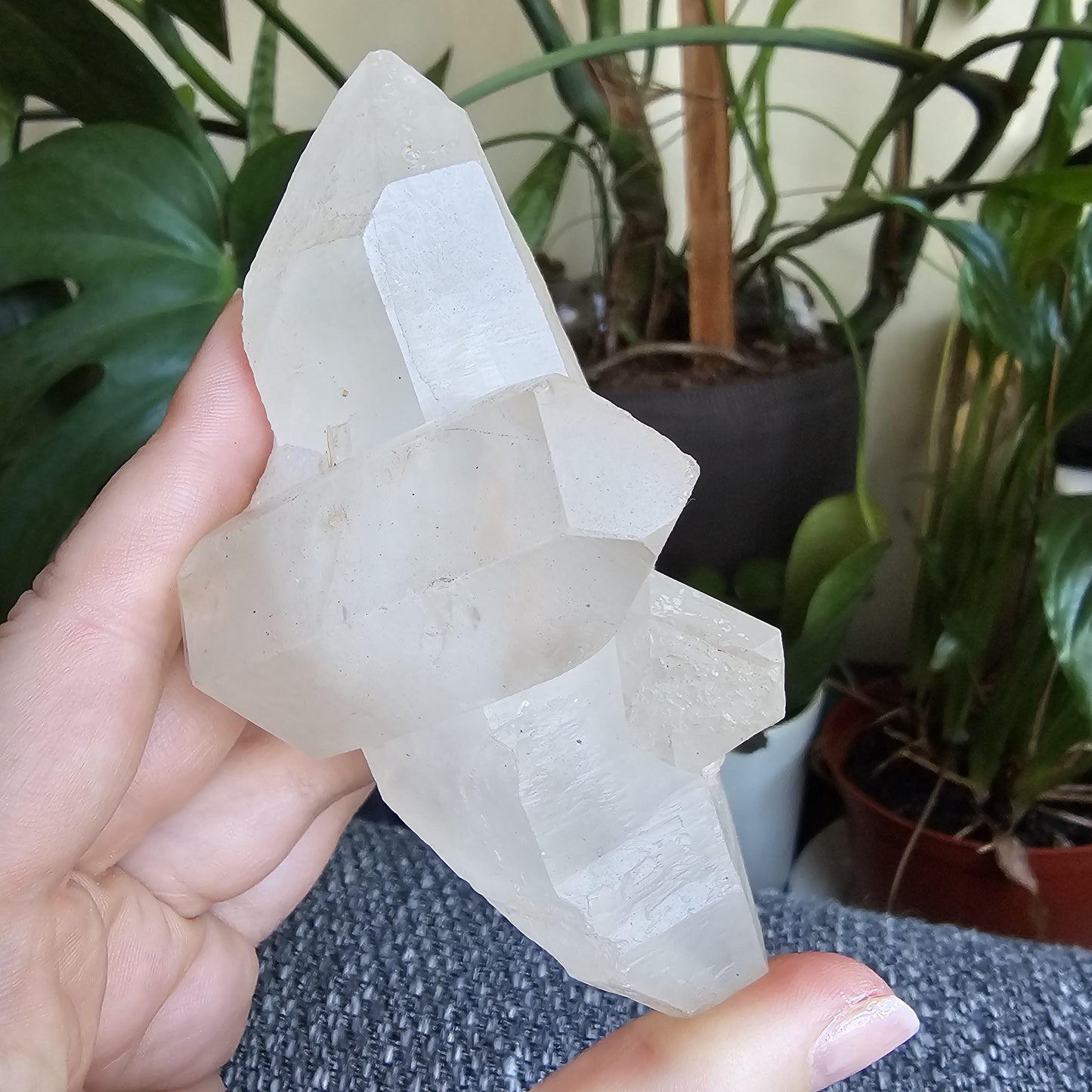 Triplet Lemurian Quartz Crystal Cluster ~ 3 Double Terminated Points in 1!