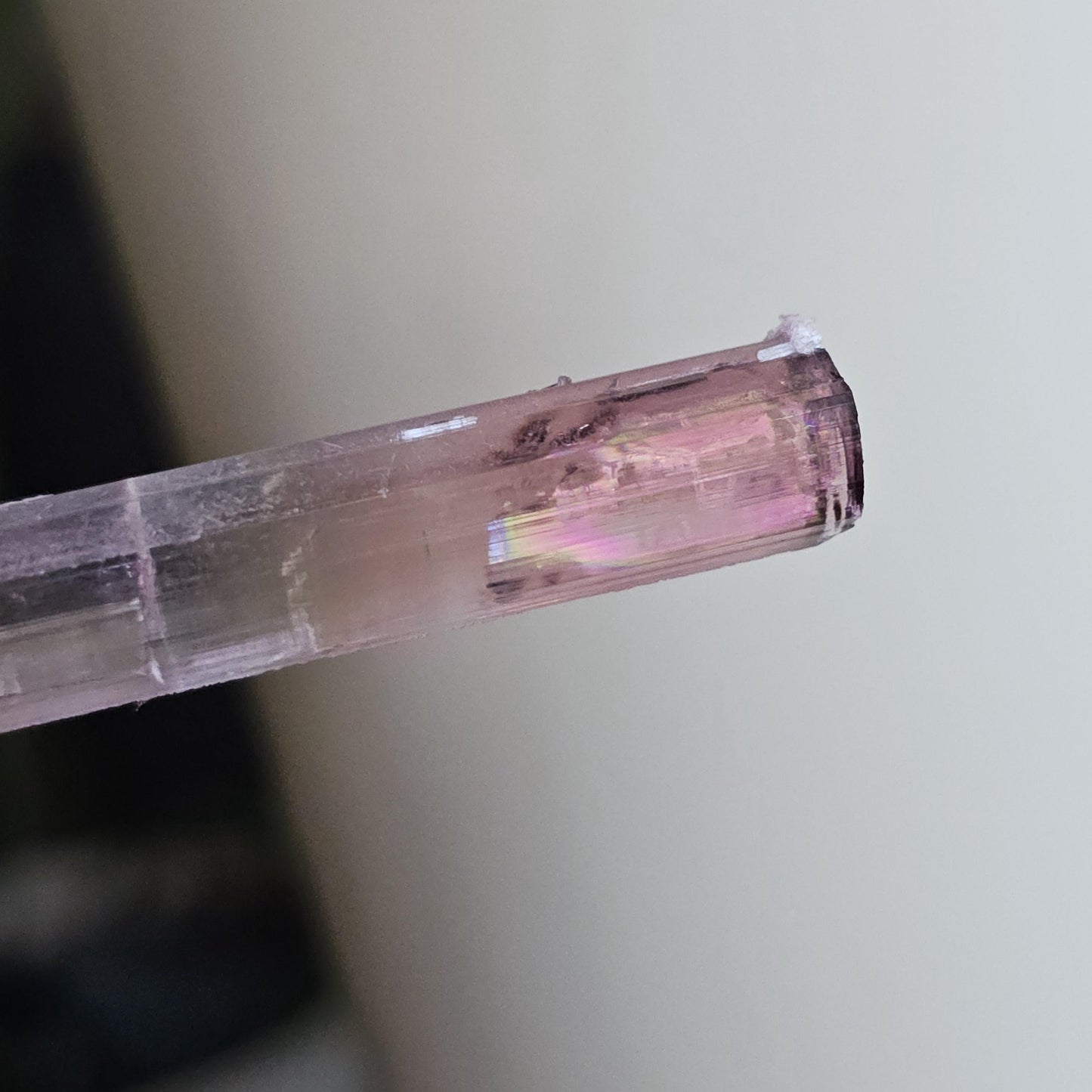 California Pink Tourmaline Pencil Crystal from the Himilaya Mine near San Diego | Rare Rainbow Multicolored Elbaite Gemstone w Ombre Effect