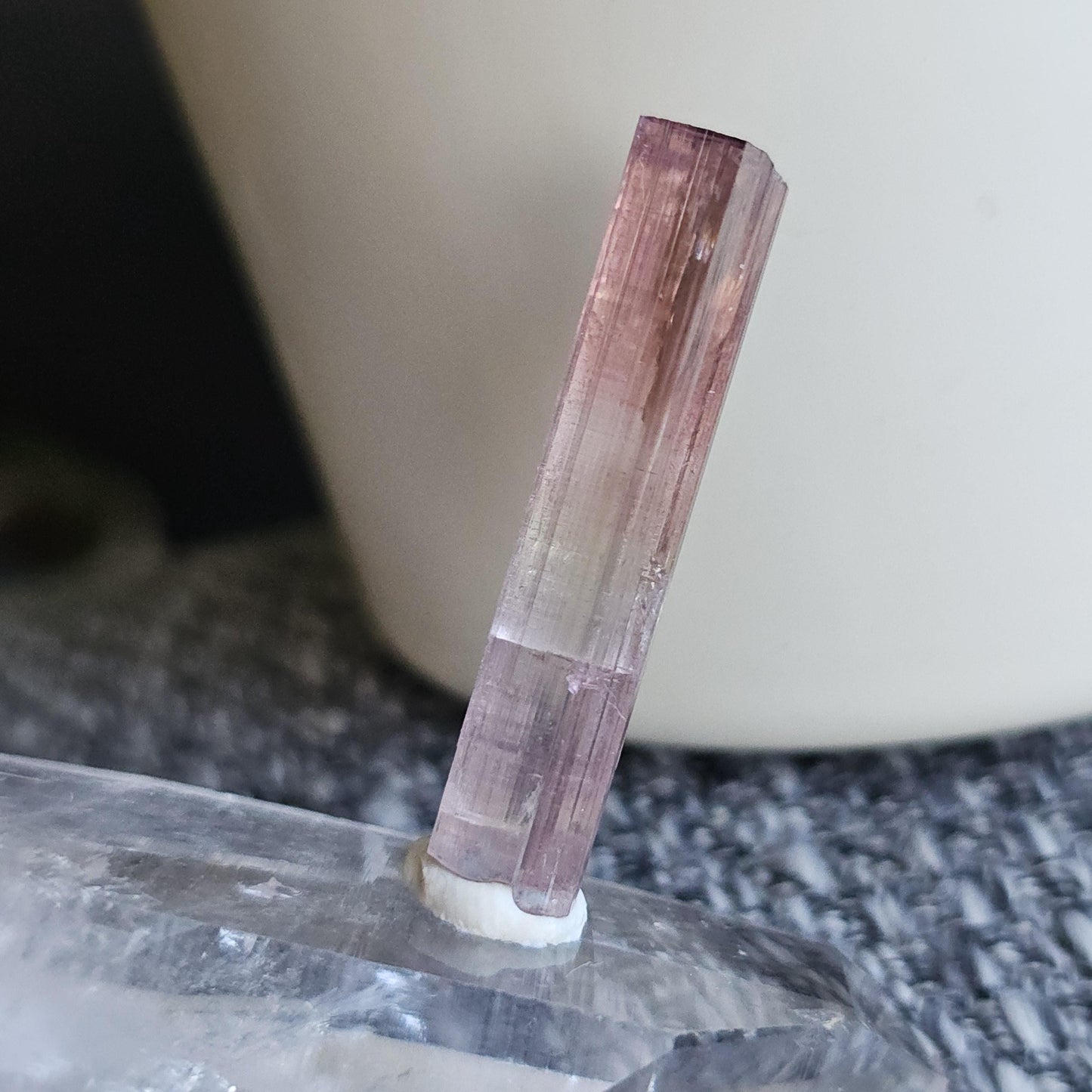 California Pink Tourmaline Pencil Crystal from the Himilaya Mine near San Diego | Rare Rainbow Multicolored Elbaite Gemstone w Ombre Effect