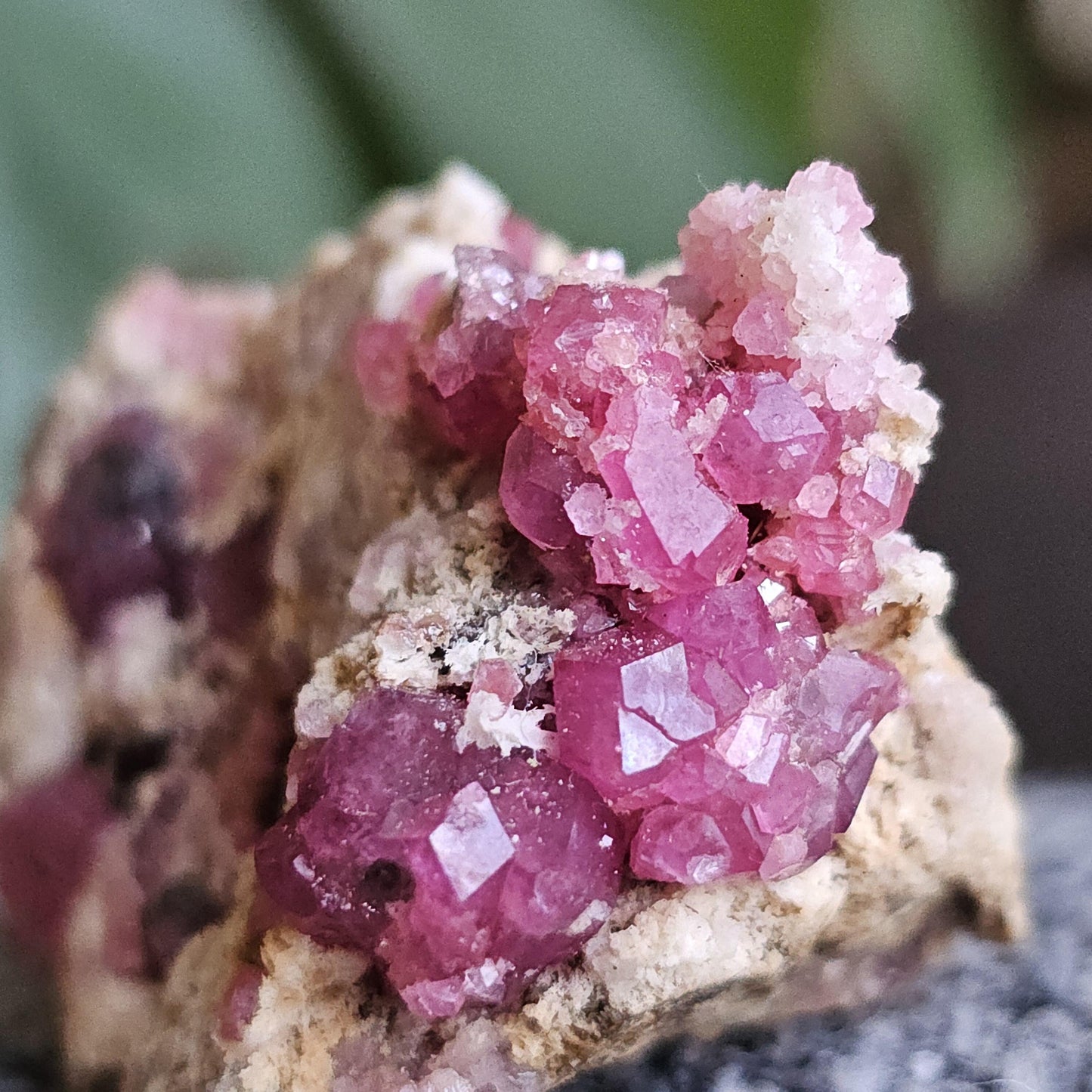Raspberry Garnets on Matrix, High Quality, Raw Rare, Terminated Hot Pink Natural Crystals on White Matrix, Ruby Color, Old Stock, Mexico