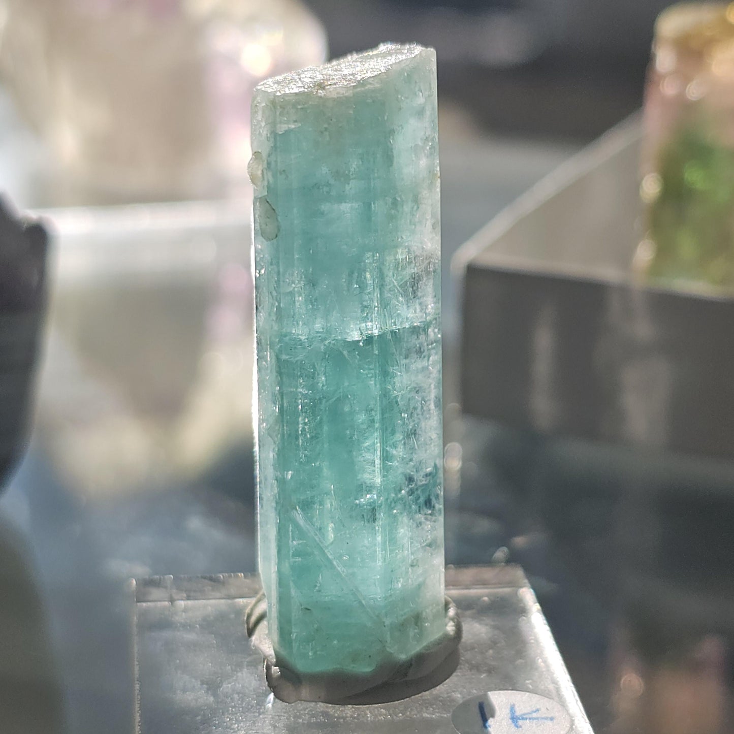 Glowy Teal Beryl, 48ct Neon Blue Green, Double Terminated, from Oyo State Nigeria