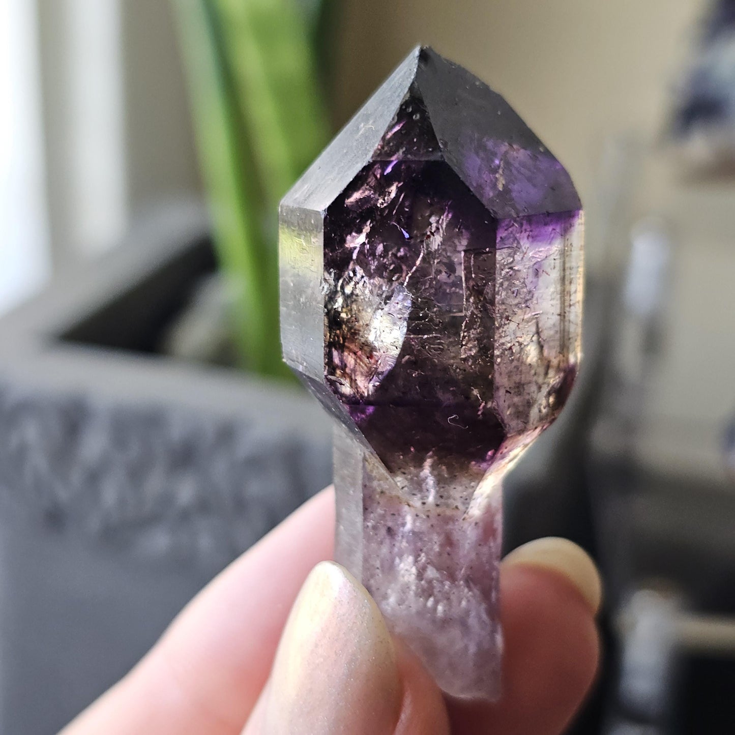 AAA Smoky Amethyst Scepter, Double Terminated, Rare Formation, High Luster, Raw Quartz, Collector Specimen, via the Shangaan Tribe, Zimbabwe