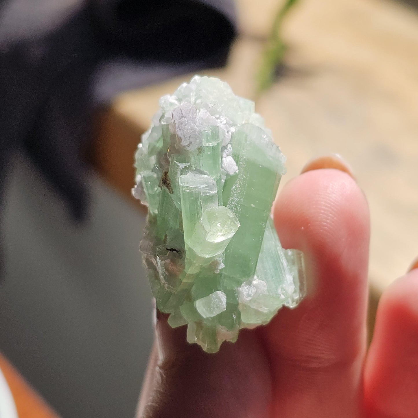 20g Seafoam Tourmaline Crystal Cluster, Lavender Purple Lepidolite Sparkles, Rare Raw Gemmy Mineral Specimen for Collection, HQ Gem, Laghman