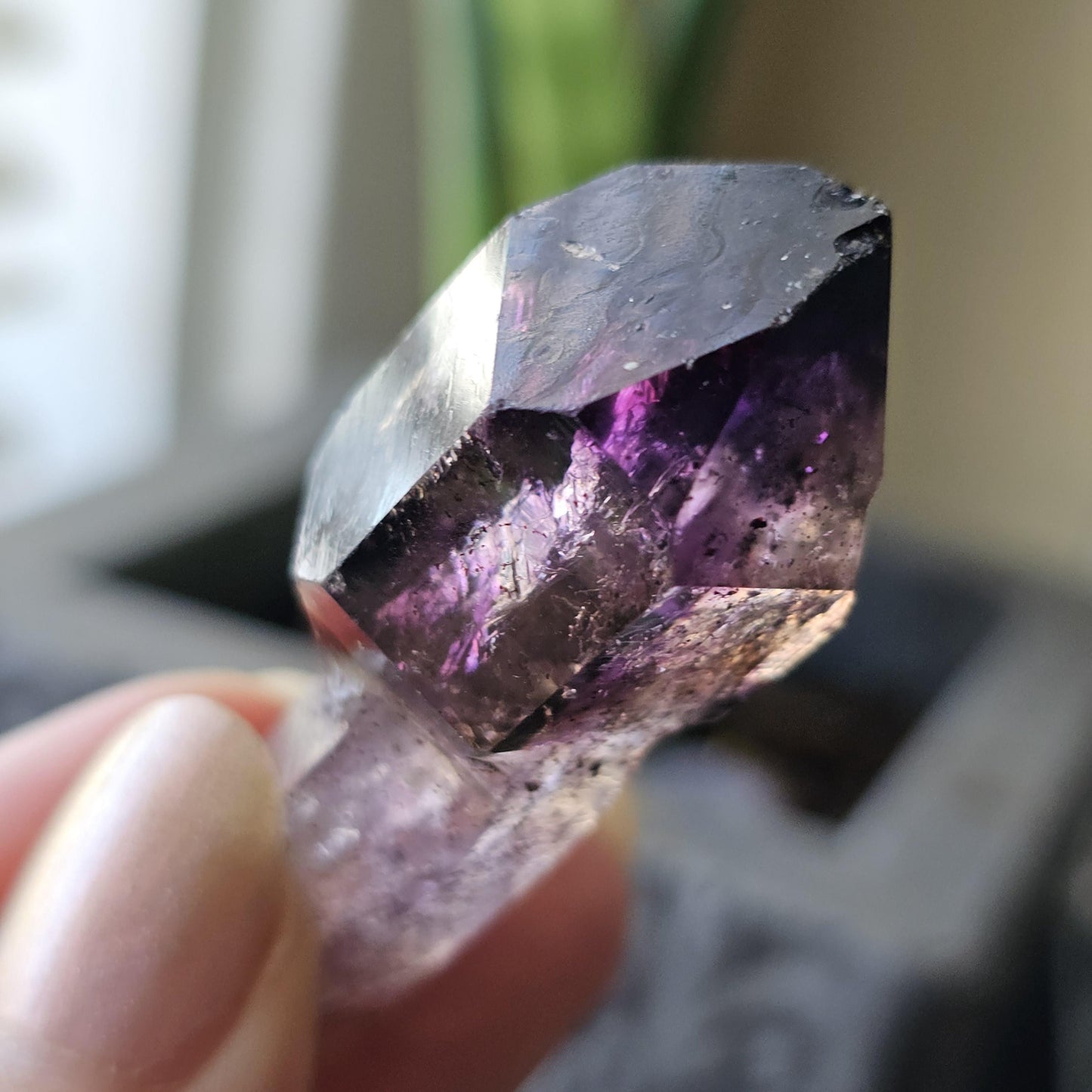 AAA Smoky Amethyst Scepter, Double Terminated, Rare Formation, High Luster, Raw Quartz, Collector Specimen, via the Shangaan Tribe, Zimbabwe
