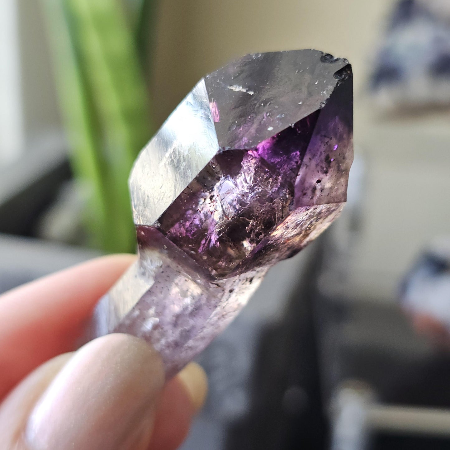 AAA Smoky Amethyst Scepter, Double Terminated, Rare Formation, High Luster, Raw Quartz, Collector Specimen, via the Shangaan Tribe, Zimbabwe