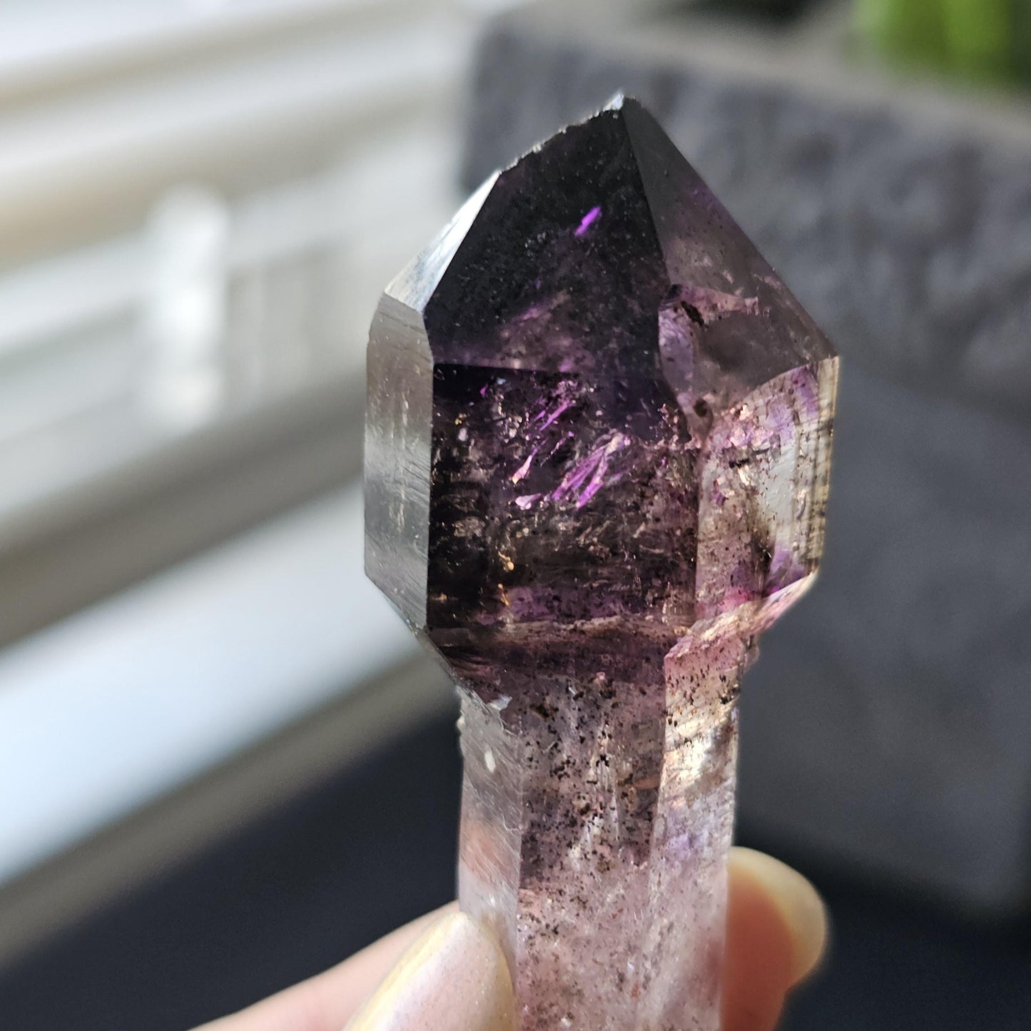 AAA Smoky Amethyst Scepter, Double Terminated, Rare Formation, High Luster, Raw Quartz, Collector Specimen, via the Shangaan Tribe, Zimbabwe