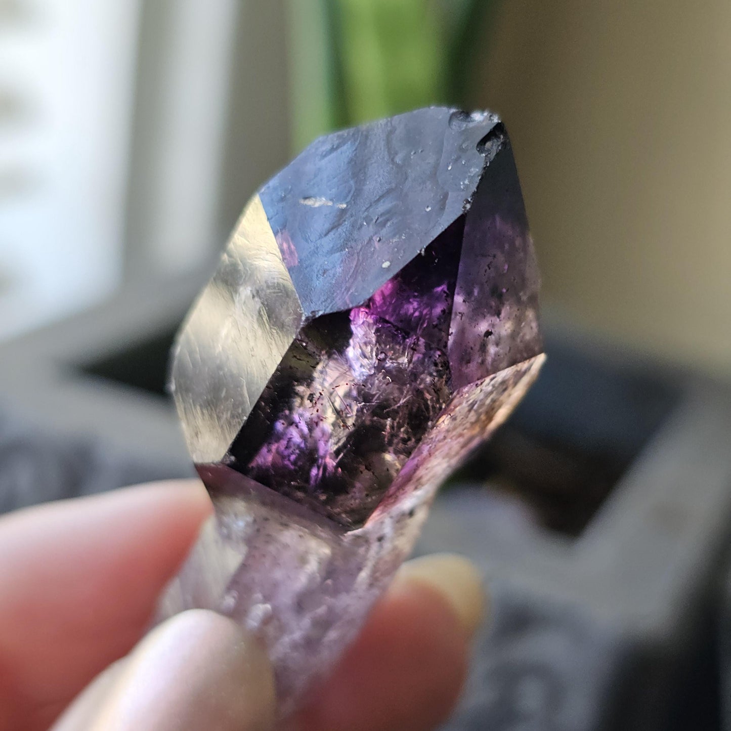 AAA Smoky Amethyst Scepter, Double Terminated, Rare Formation, High Luster, Raw Quartz, Collector Specimen, via the Shangaan Tribe, Zimbabwe