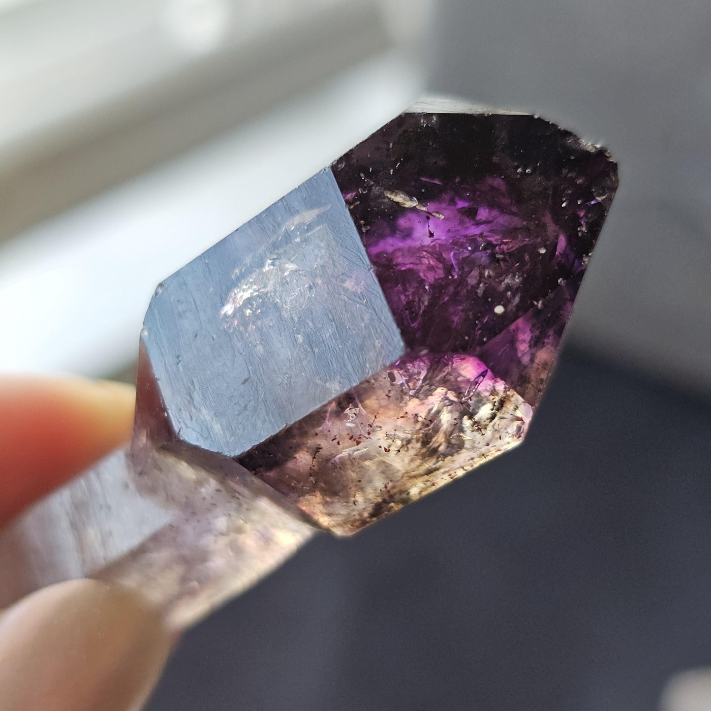 AAA Smoky Amethyst Scepter, Double Terminated, Rare Formation, High Luster, Raw Quartz, Collector Specimen, via the Shangaan Tribe, Zimbabwe