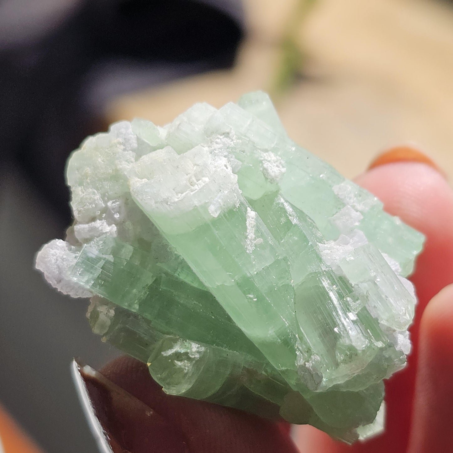 20g Seafoam Tourmaline Crystal Cluster, Lavender Purple Lepidolite Sparkles, Rare Raw Gemmy Mineral Specimen for Collection, HQ Gem, Laghman