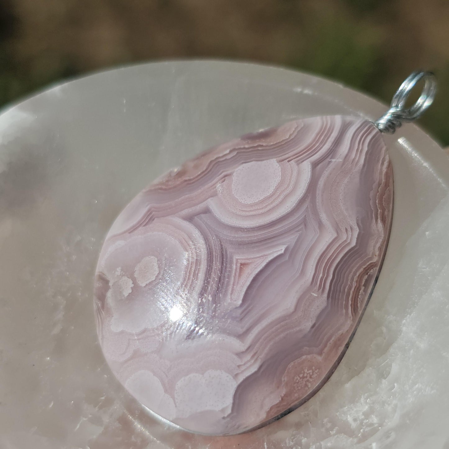 Lavender Laguna Agate Pendant in Simple Sterling Silver Setting