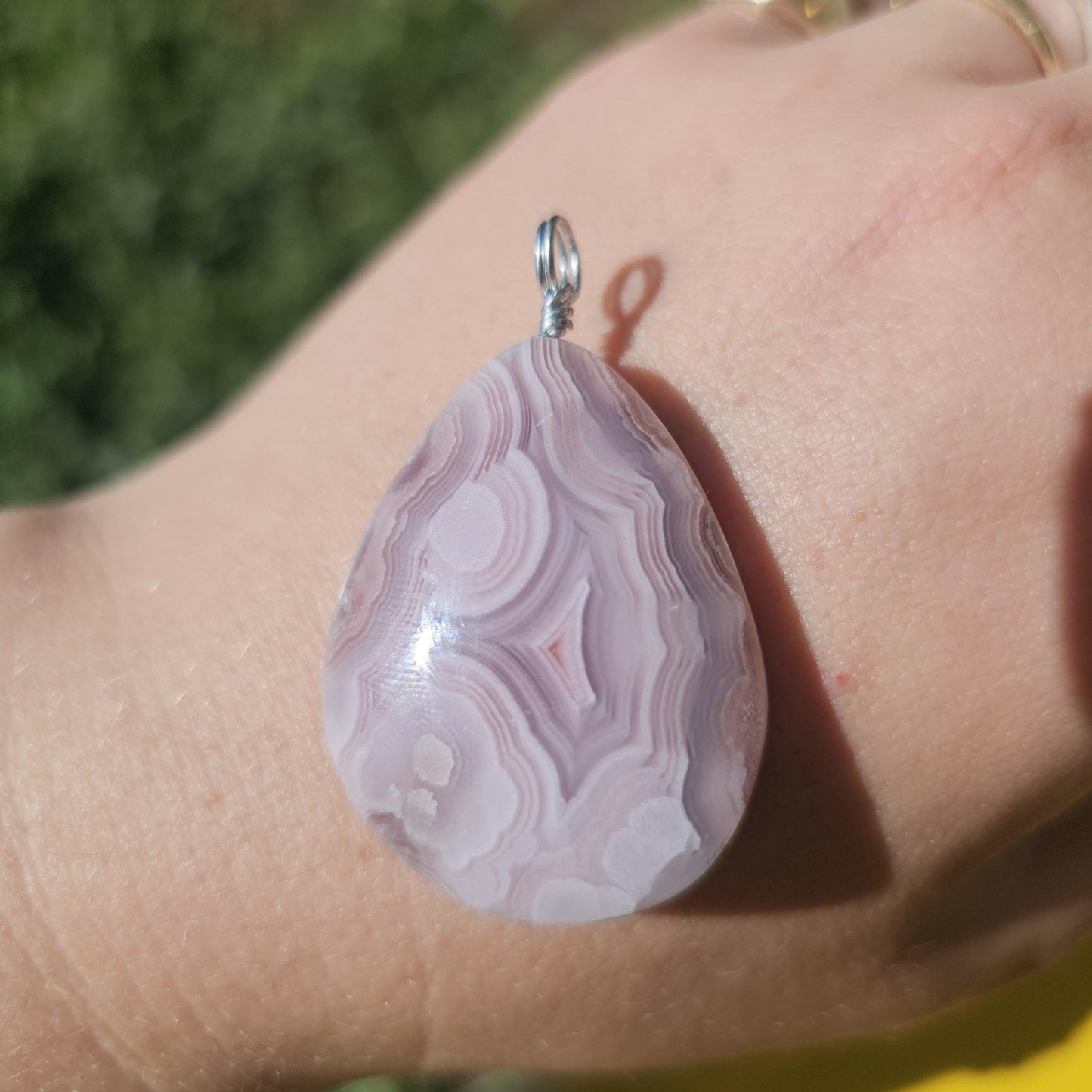 Lavender Laguna Agate Pendant in Simple Sterling Silver Setting