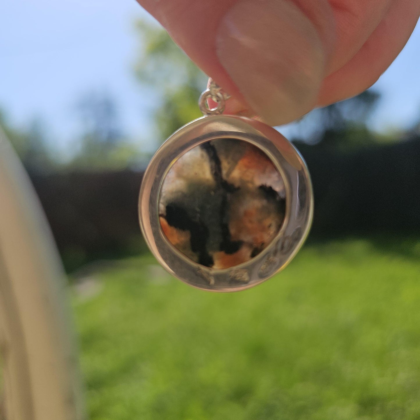 Cordierite Pendant in Sterling Silver, Bezel Set Rare Sunstone Iolite Feldspar from Norway