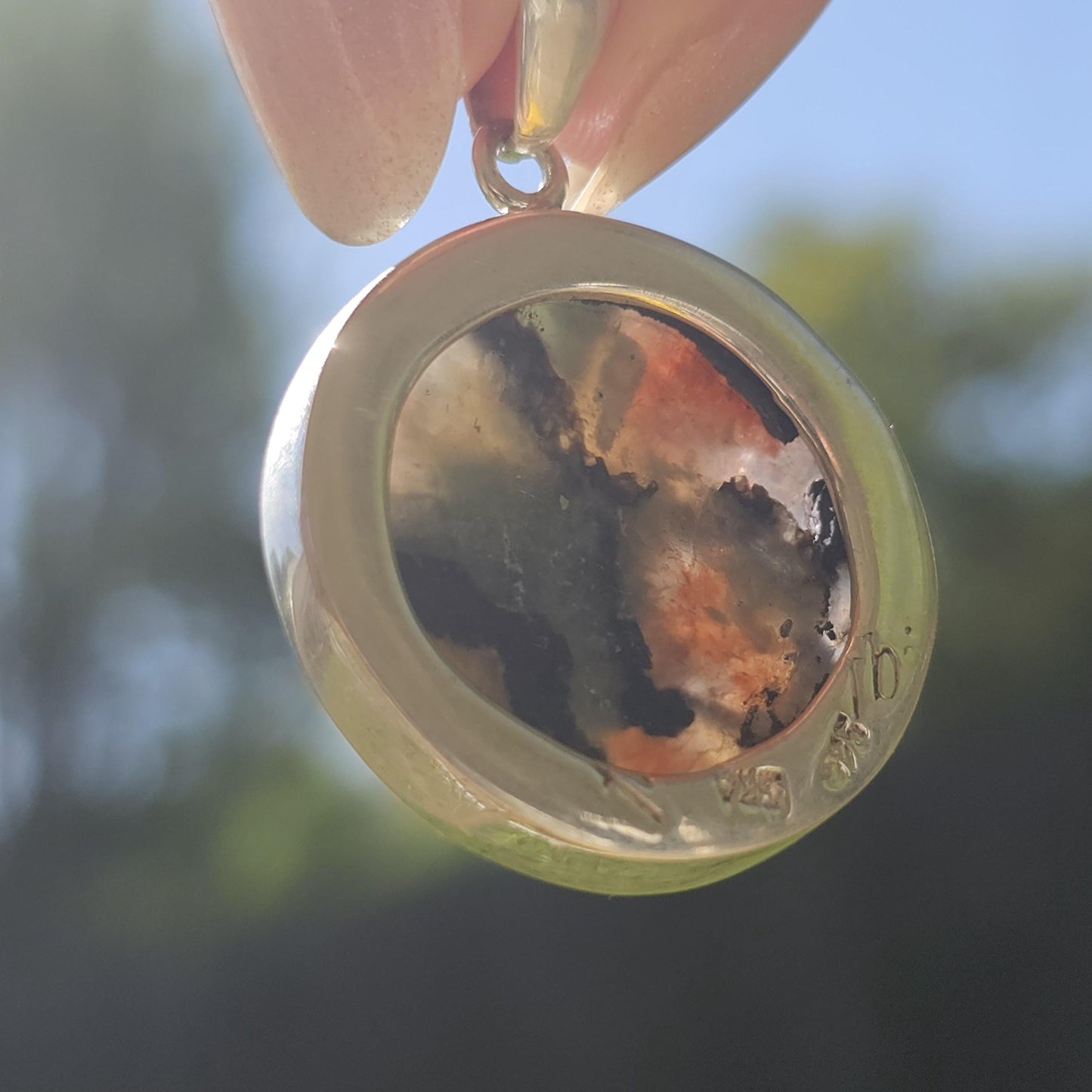 Cordierite Pendant in Sterling Silver, Bezel Set Rare Sunstone Iolite Feldspar from Norway