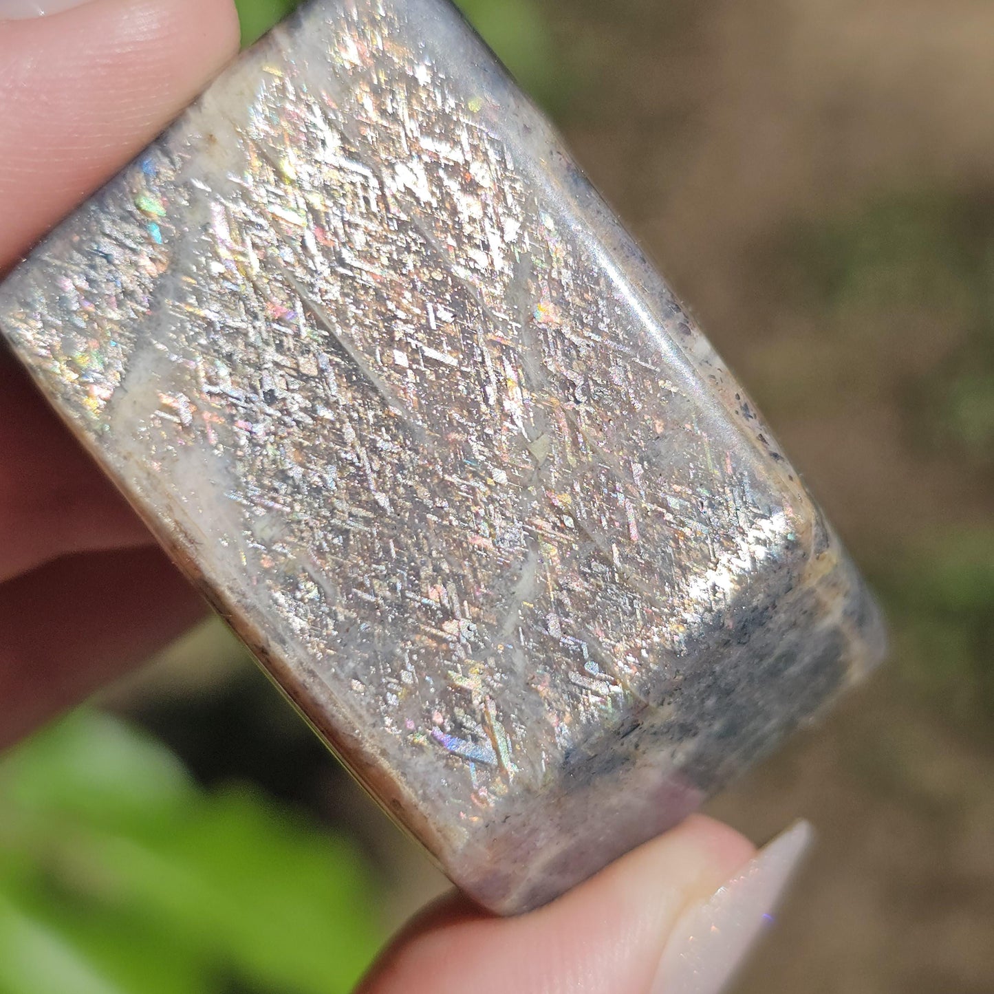 Rainbow Lattice Sunstone Freeform Polished Stone from Tanzania, Feldspar w Moonstone Adularescence and Incredible Natural Inclusions