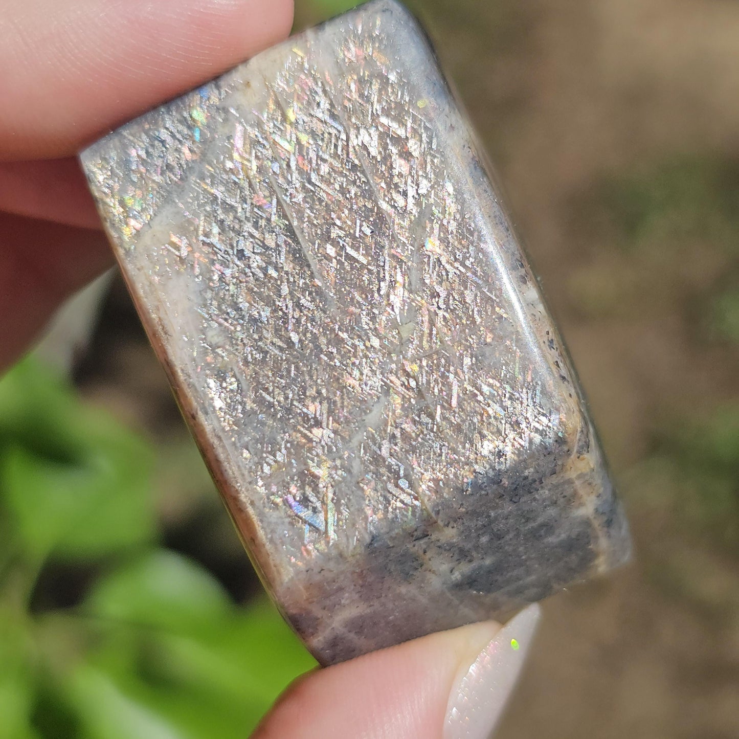 Rainbow Lattice Sunstone Freeform Polished Stone from Tanzania, Feldspar w Moonstone Adularescence and Incredible Natural Inclusions